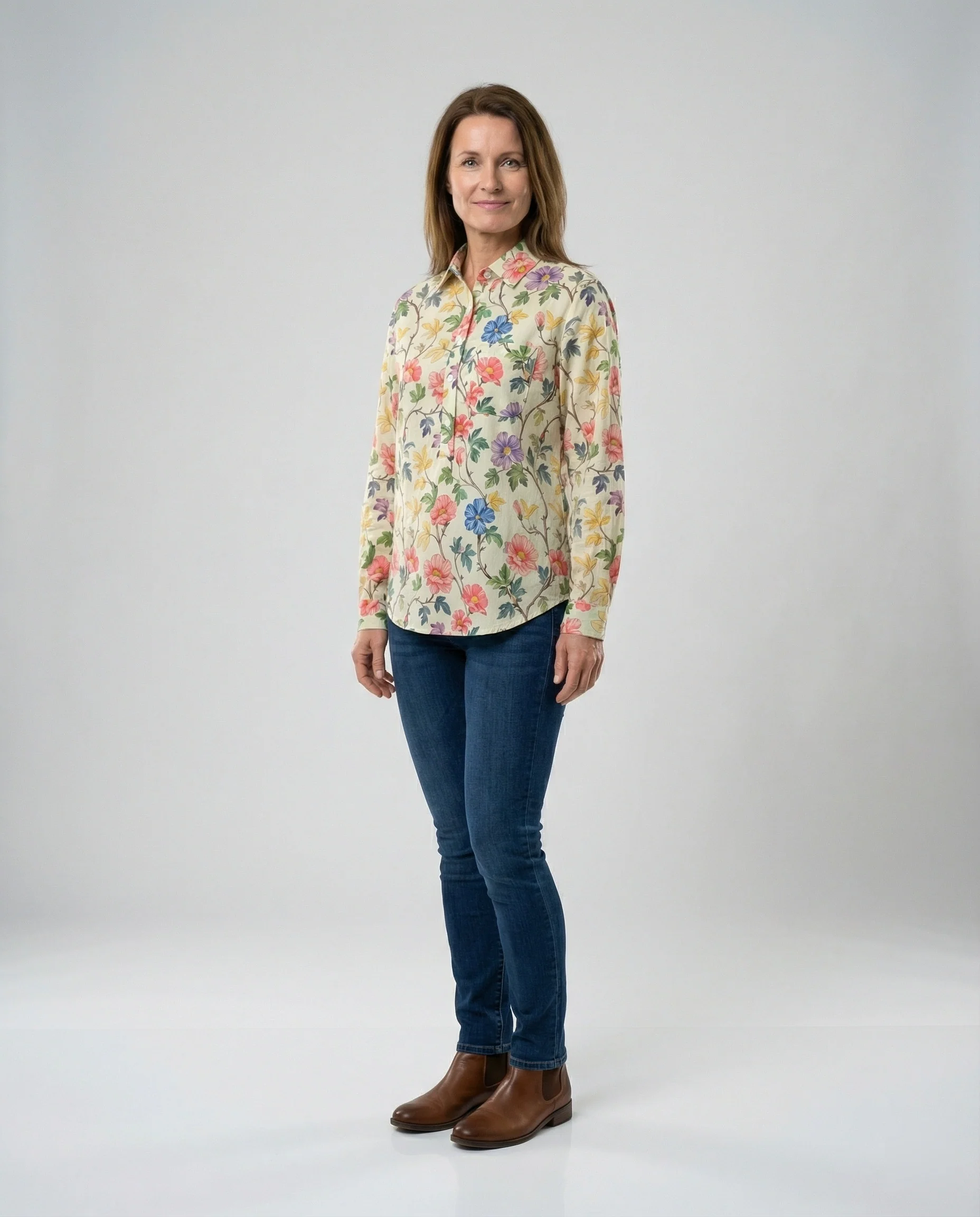 Damen Bluse Leinen Floral - Image 5
