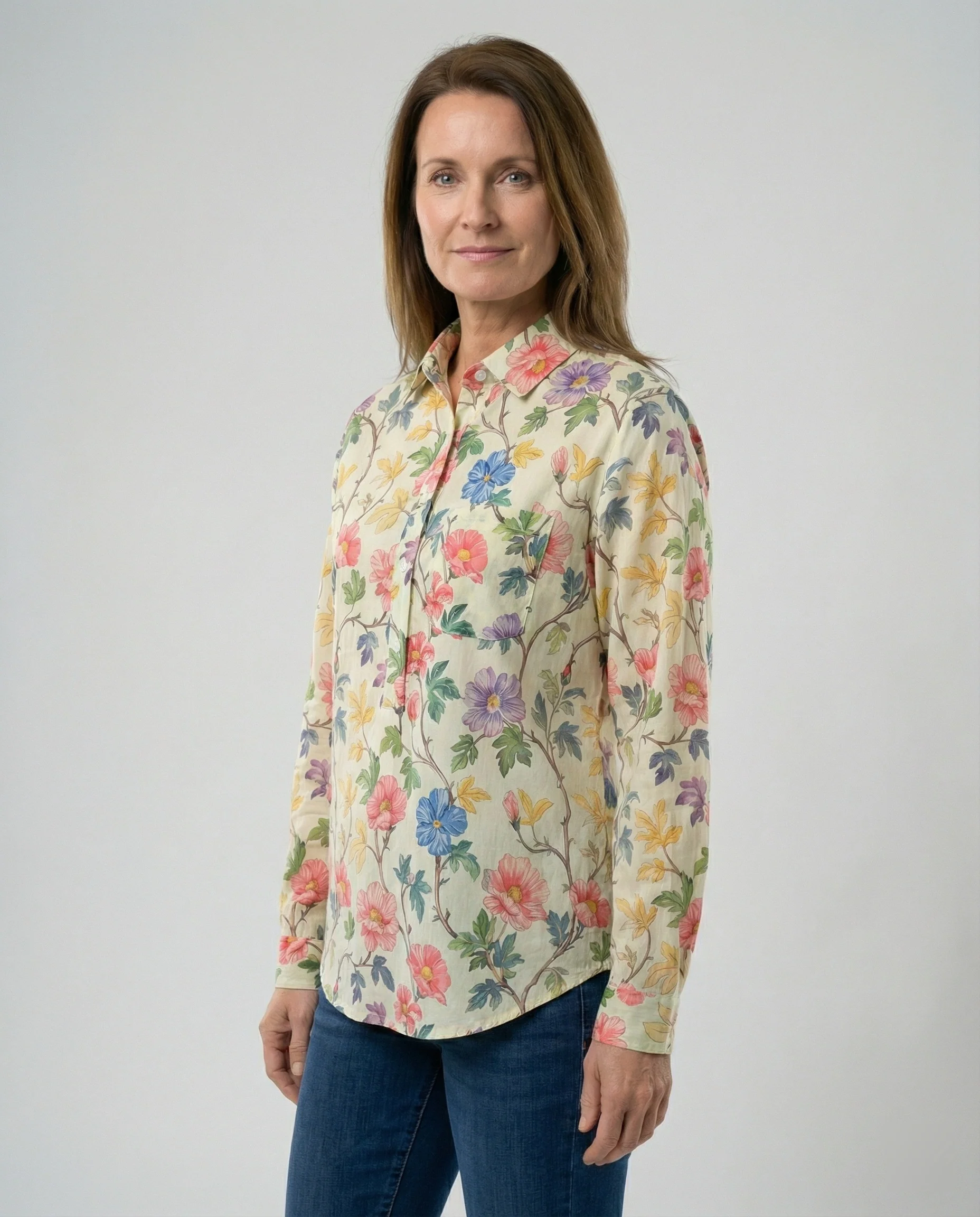 Damen Bluse Leinen Floral - Image 6