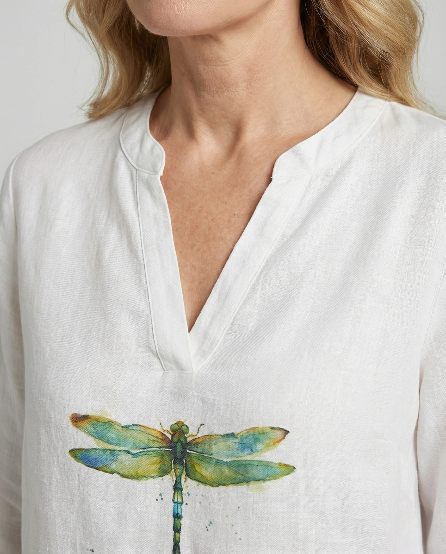 Damen Leinen-Tunika-Bluse mit Blumenprint - Image 3