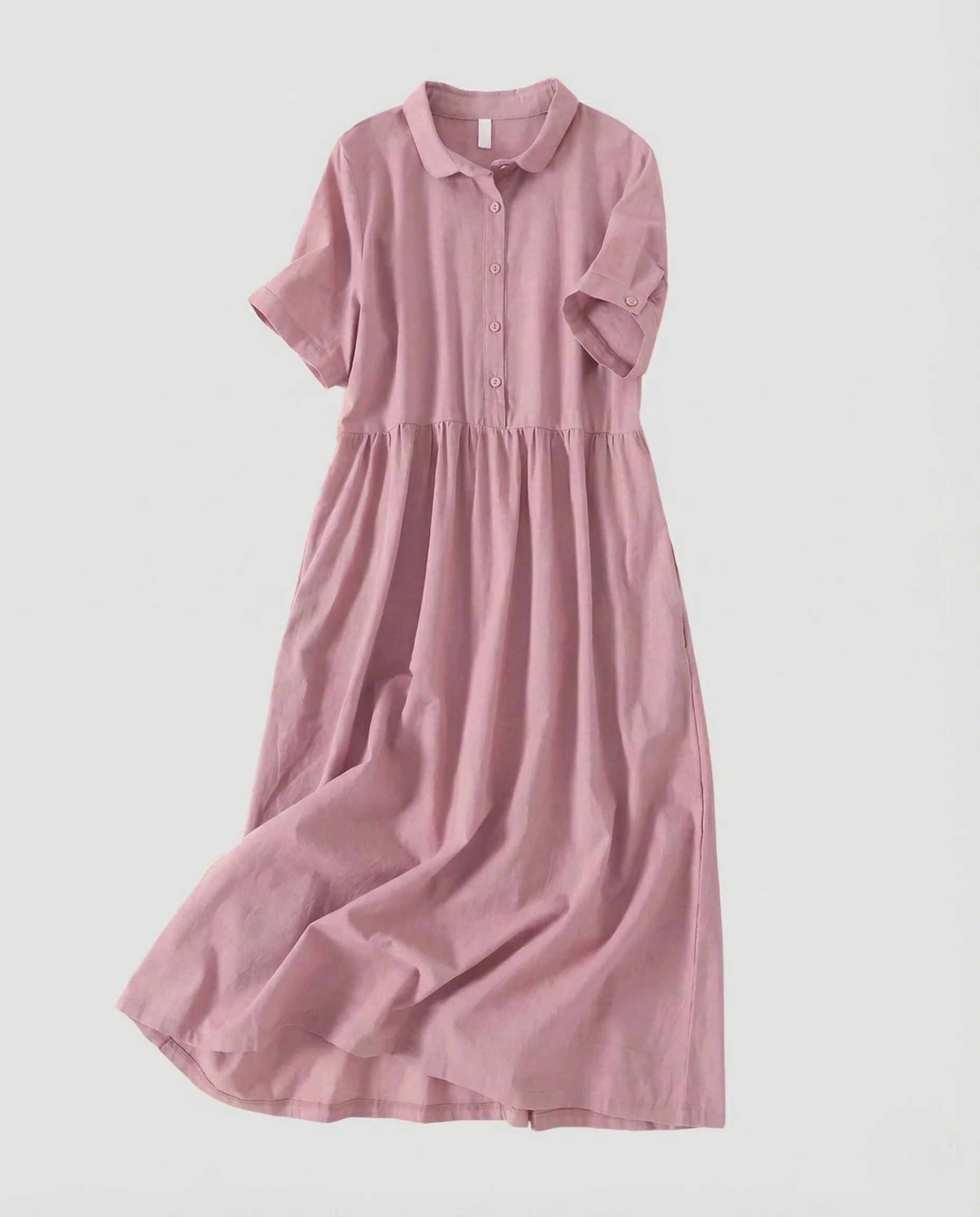 Damen Hemdblusenkleid Geraffte Taille - Image 5