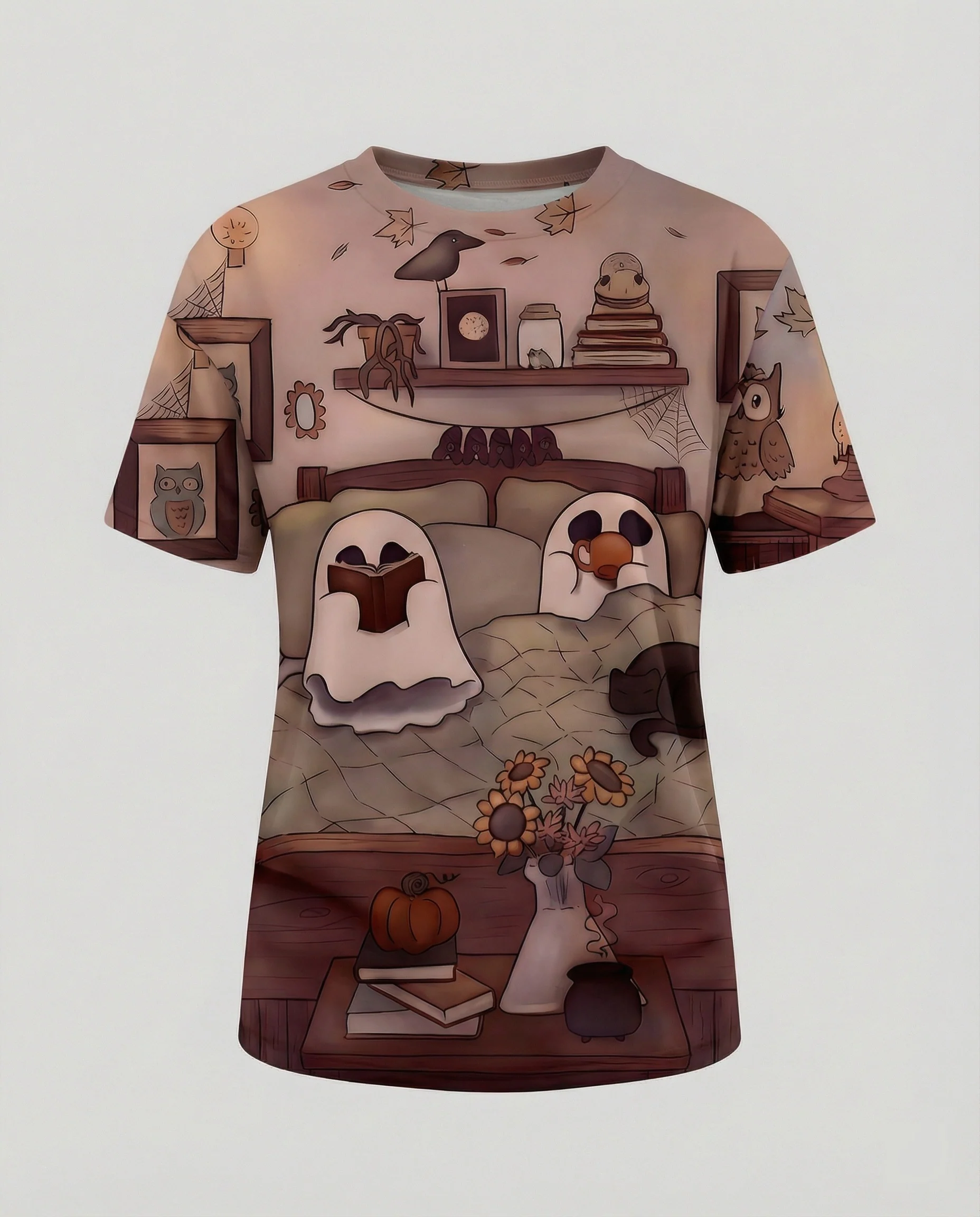 Kurzarmshirt Totenkopf Print Damen - Image 24