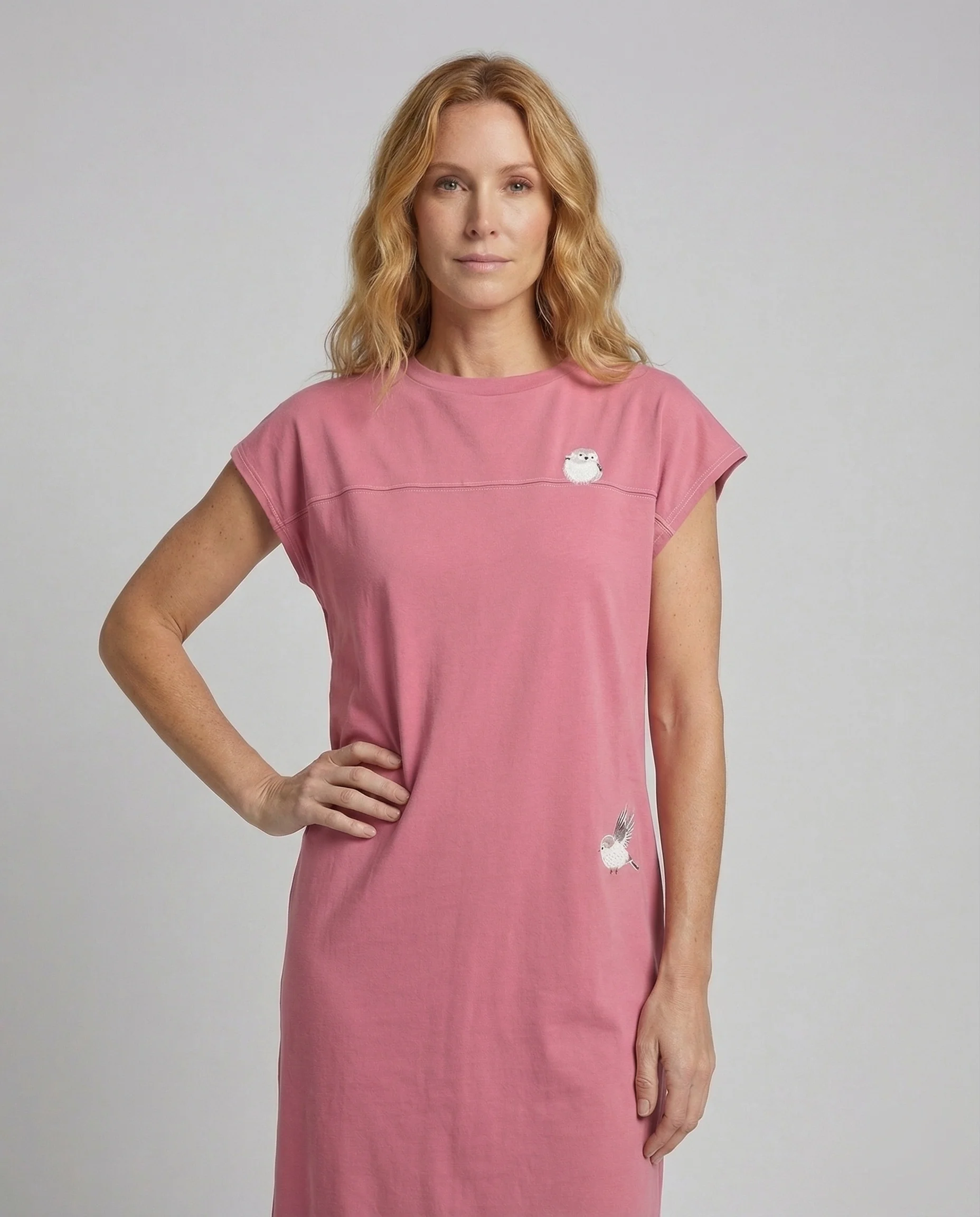 Damen T Shirt Kleid Stickerei - Image 2
