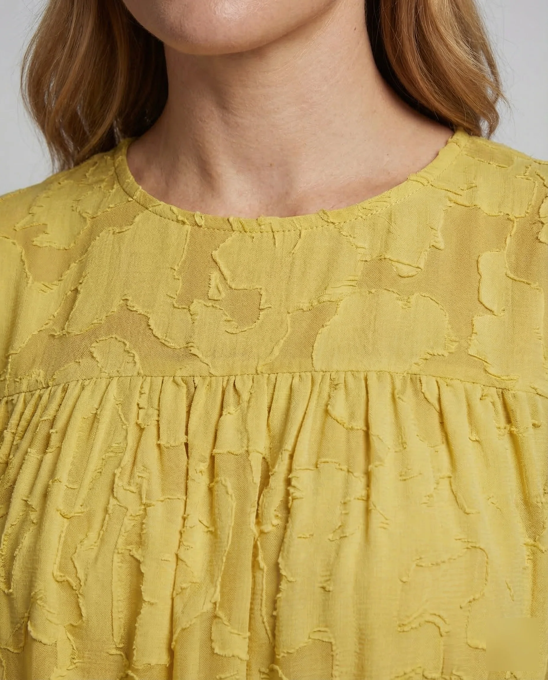 Damen Jacquard Bluse Kurzarm - Image 3