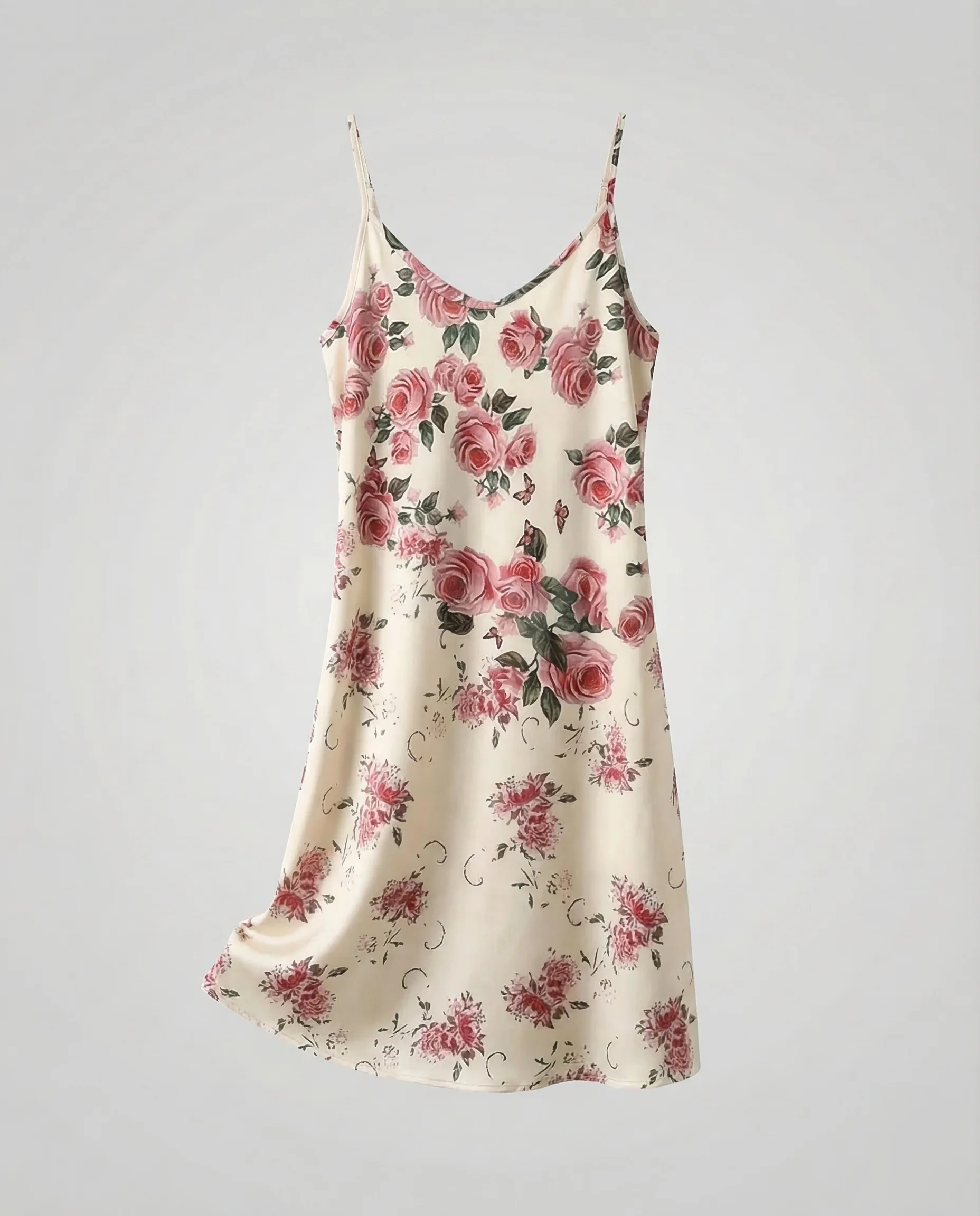 Damen Satin Slipkleid mit Blumenmuster - Image 6