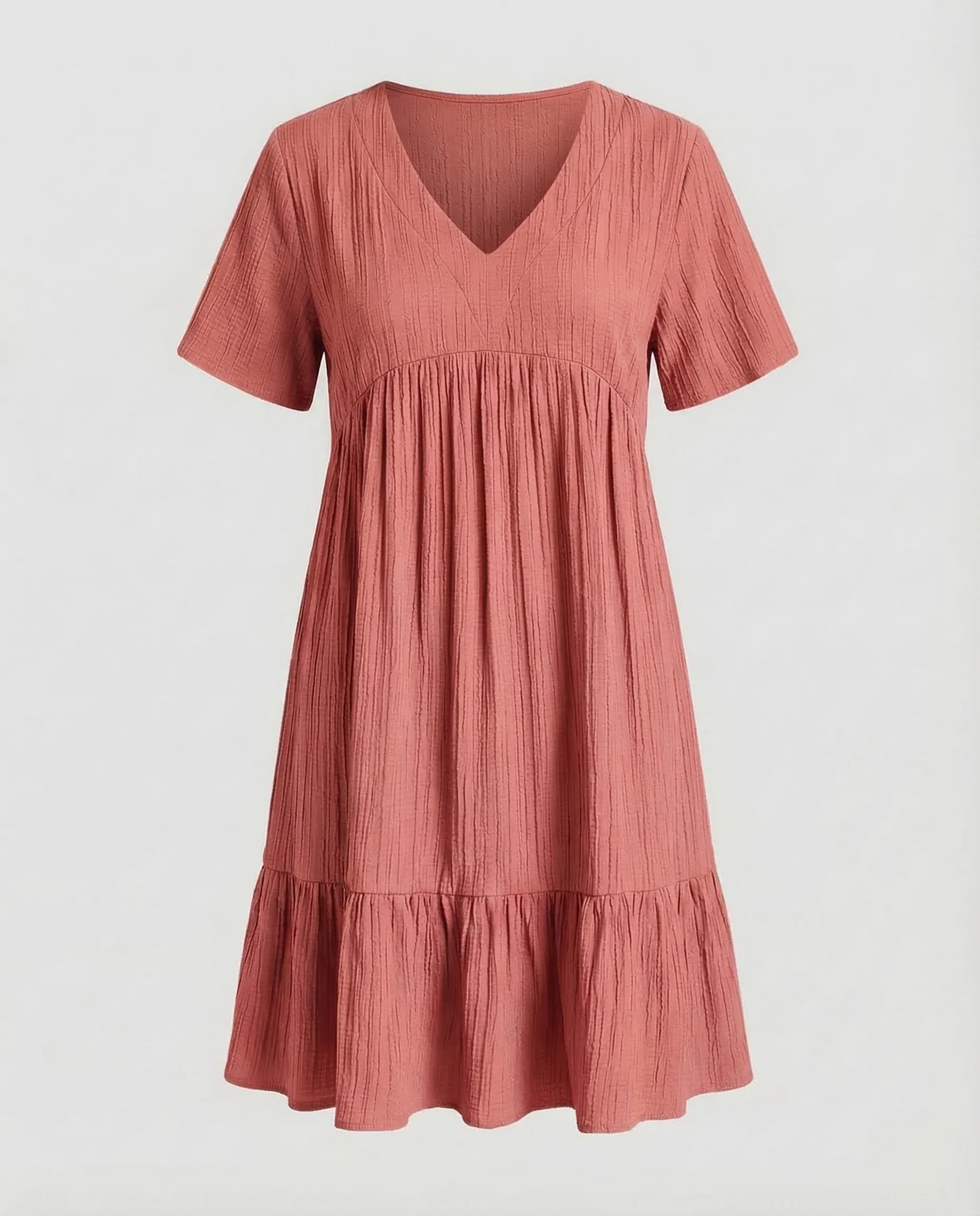 Damen Gaze Kleid V Ausschnitt Stufenrock - Image 9