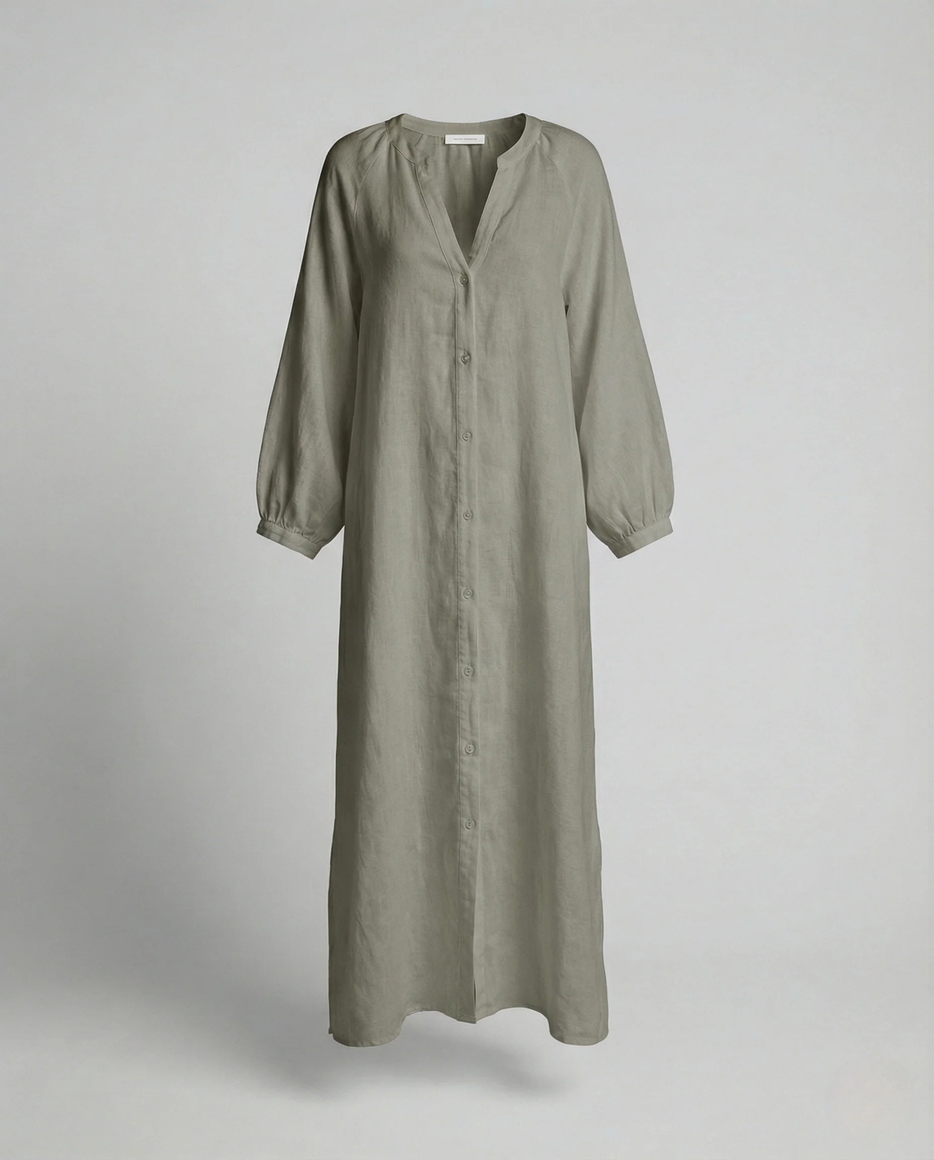 Damen Maxikleid Sommer Leinen Knopfleiste - Image 6