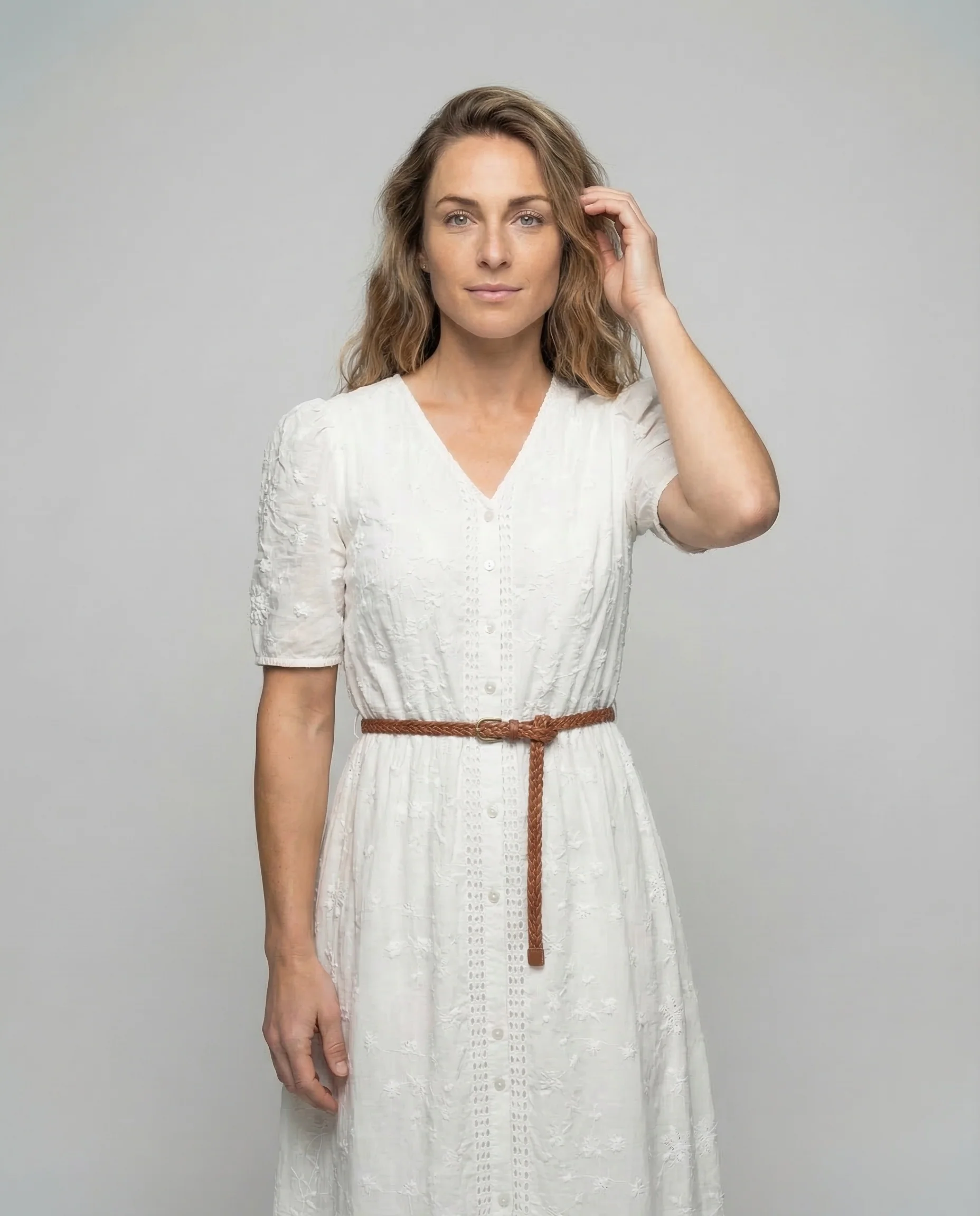 Damen Midikleid Lochstickerei - Image 2