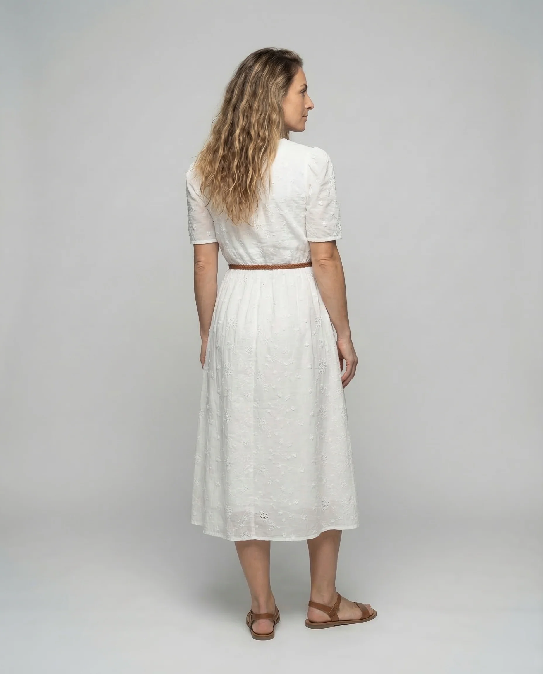 Damen Midikleid Lochstickerei - Image 4
