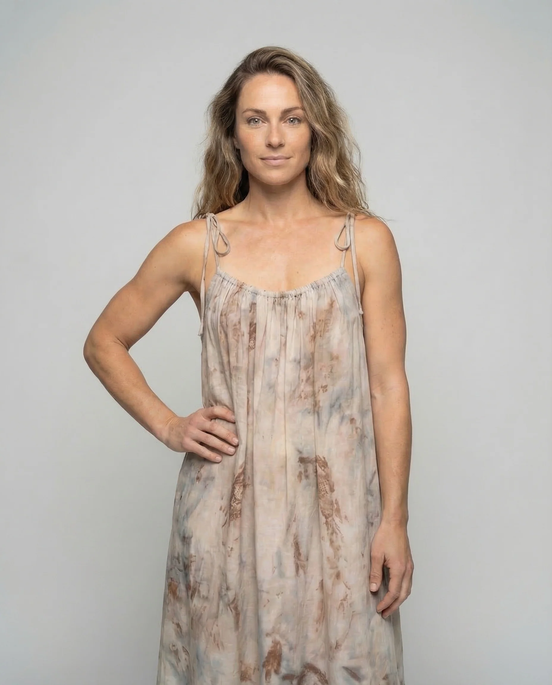 Damen Leinen Maxikleid Träger - Image 2