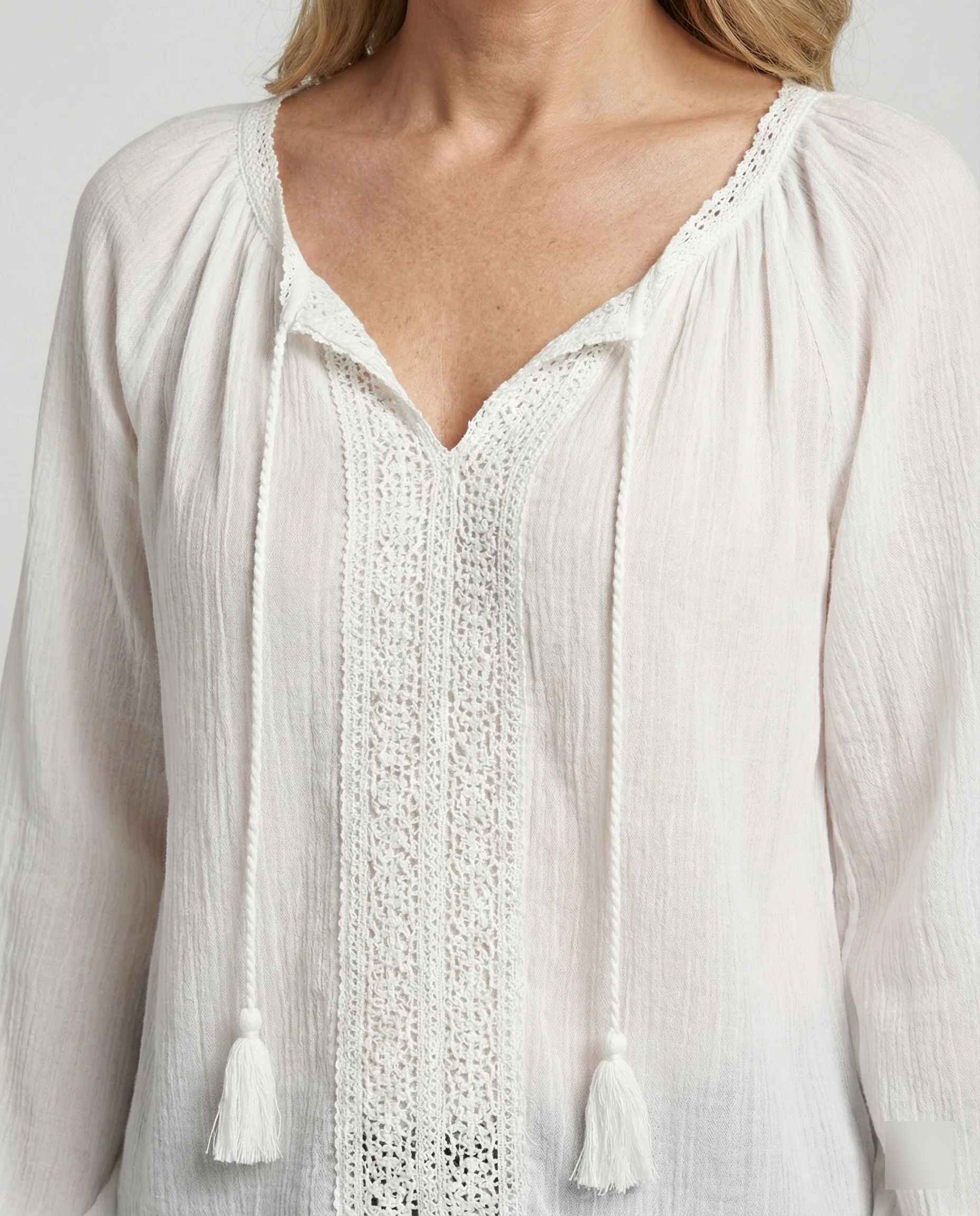 Damen Boho Blusentop mit Spitze Sommer - Image 4