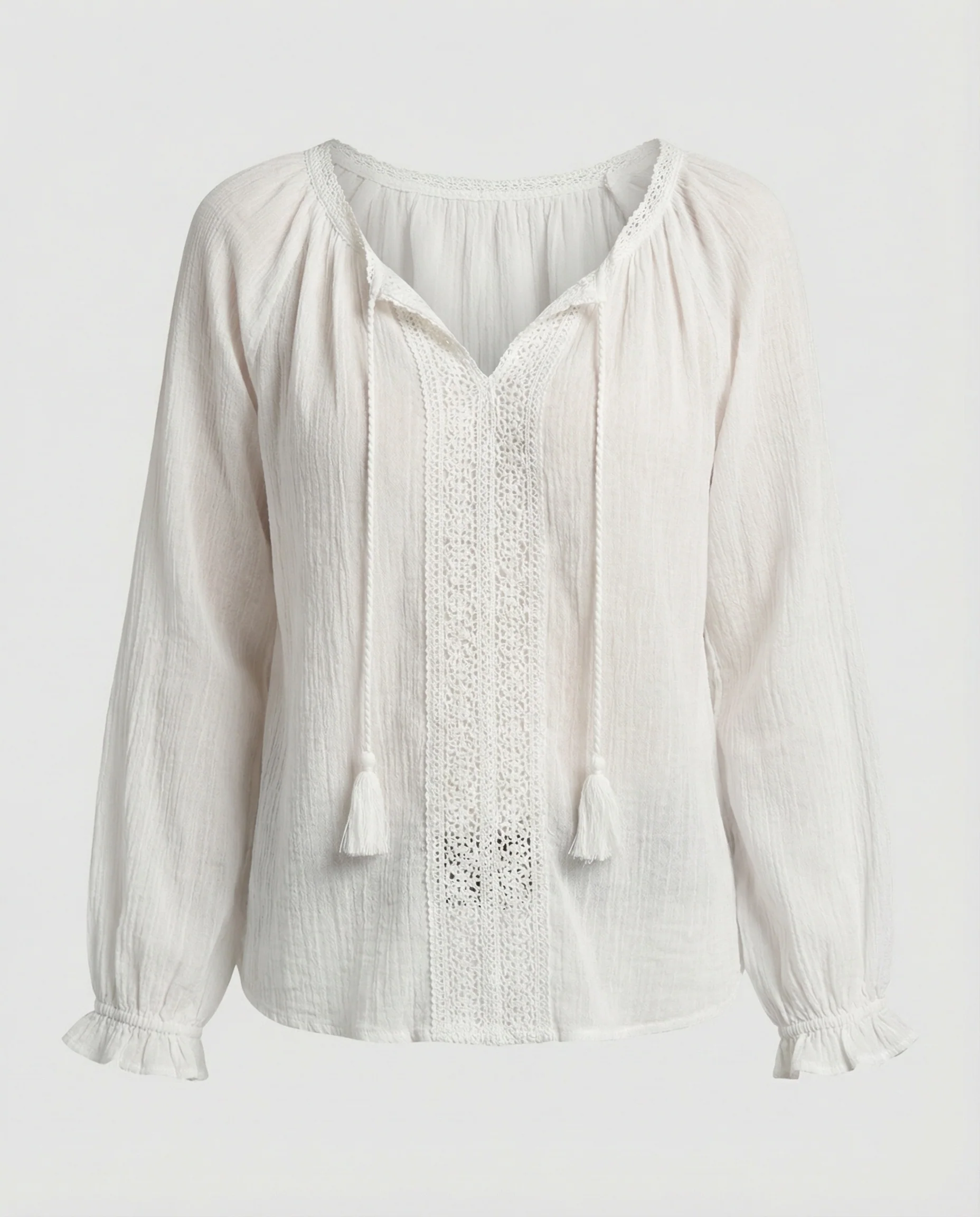 Damen Boho Blusentop mit Spitze Sommer - Image 5