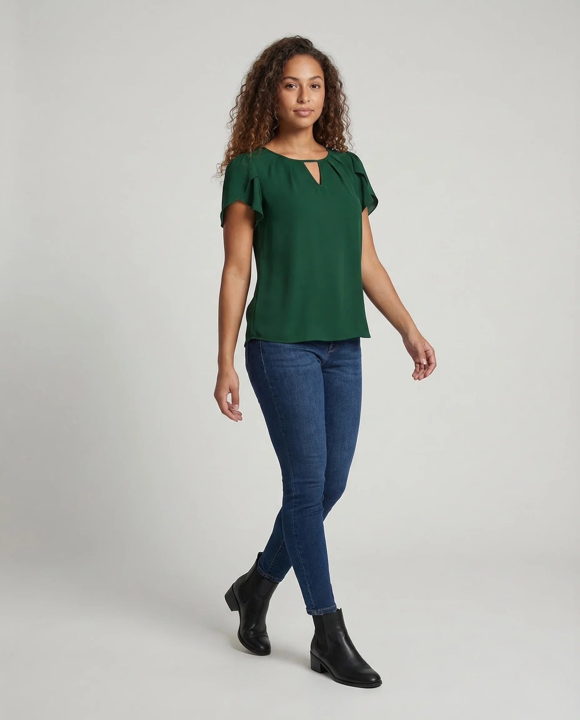 Damen Chiffonbluse Volantärmel
