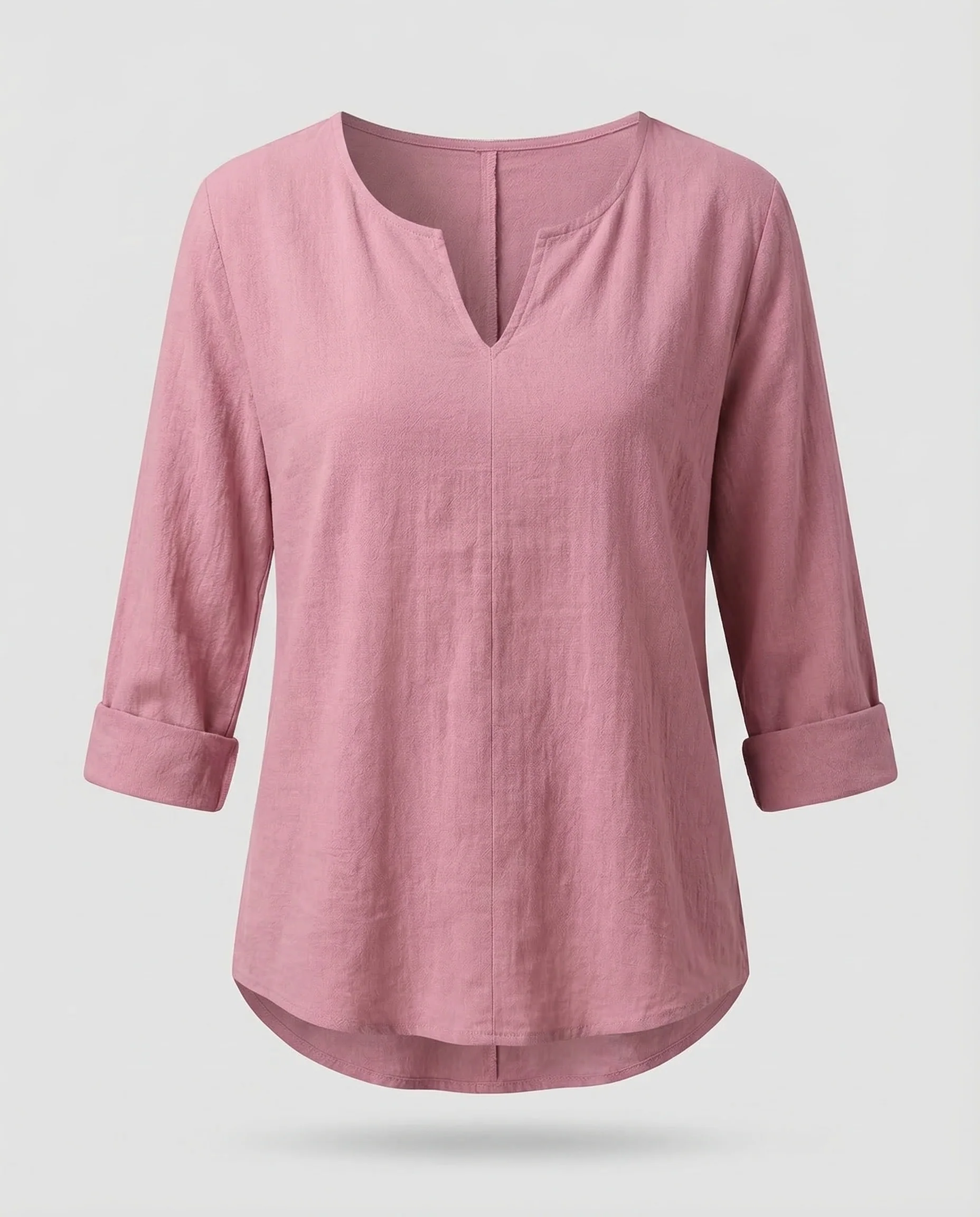 Damen Leinen Blusentop V-Ausschnitt Sommer - Image 5