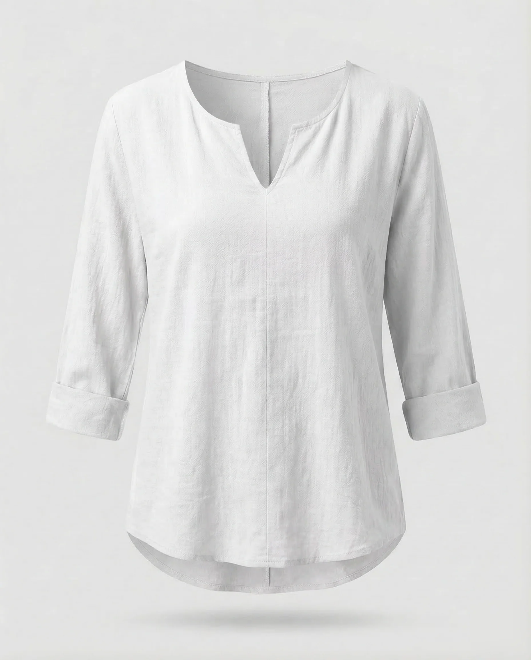 Damen Leinen Blusentop V-Ausschnitt Sommer - Image 6
