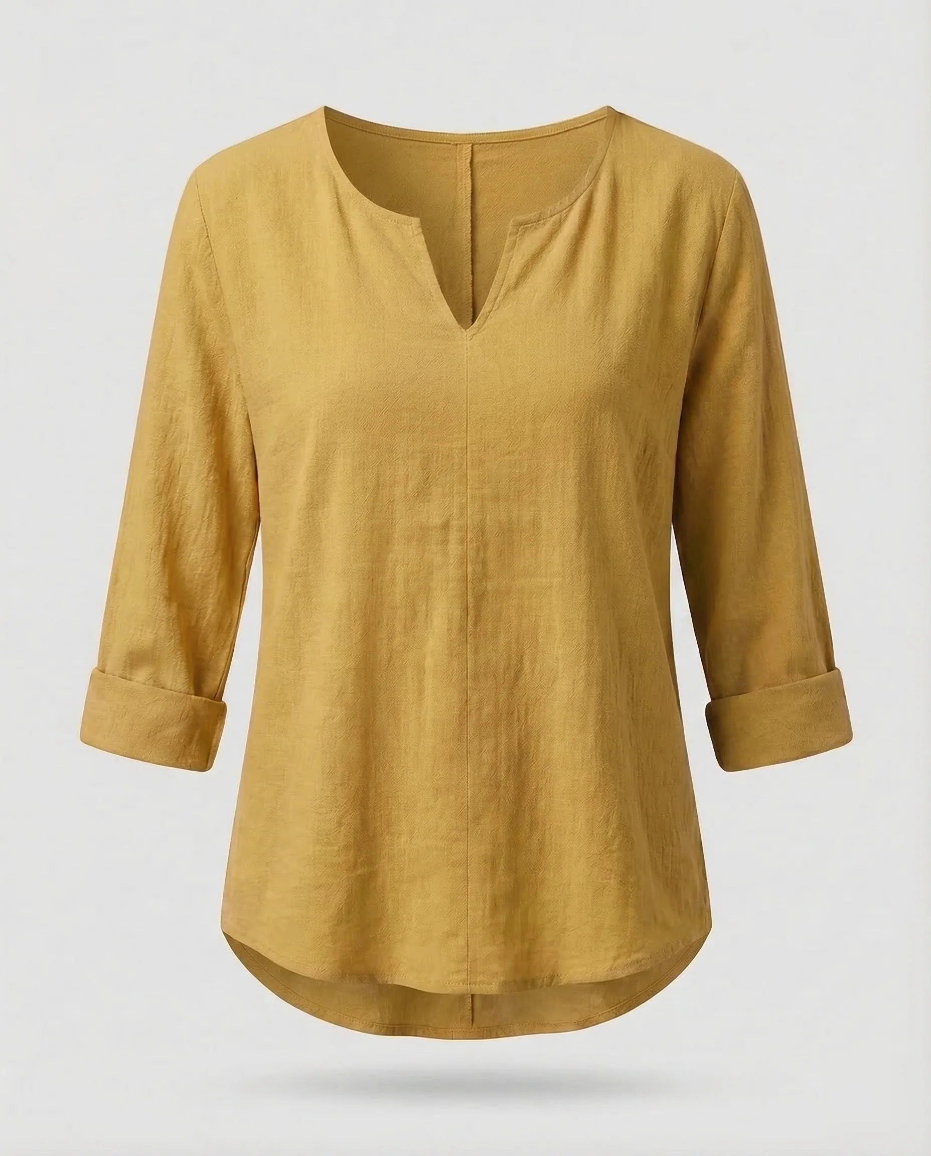 Damen Leinen Blusentop V-Ausschnitt Sommer - Image 7
