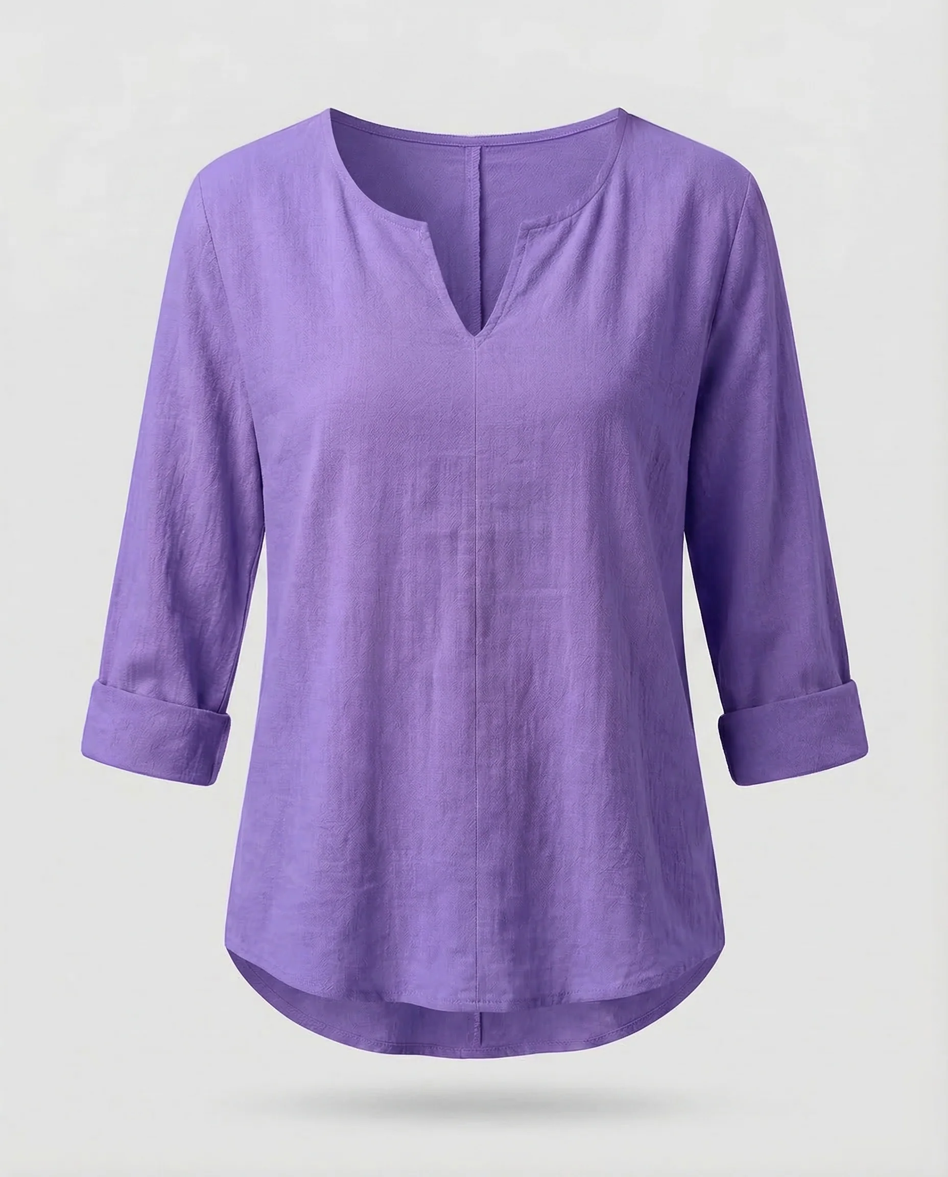 Damen Leinen Blusentop V-Ausschnitt Sommer - Image 8