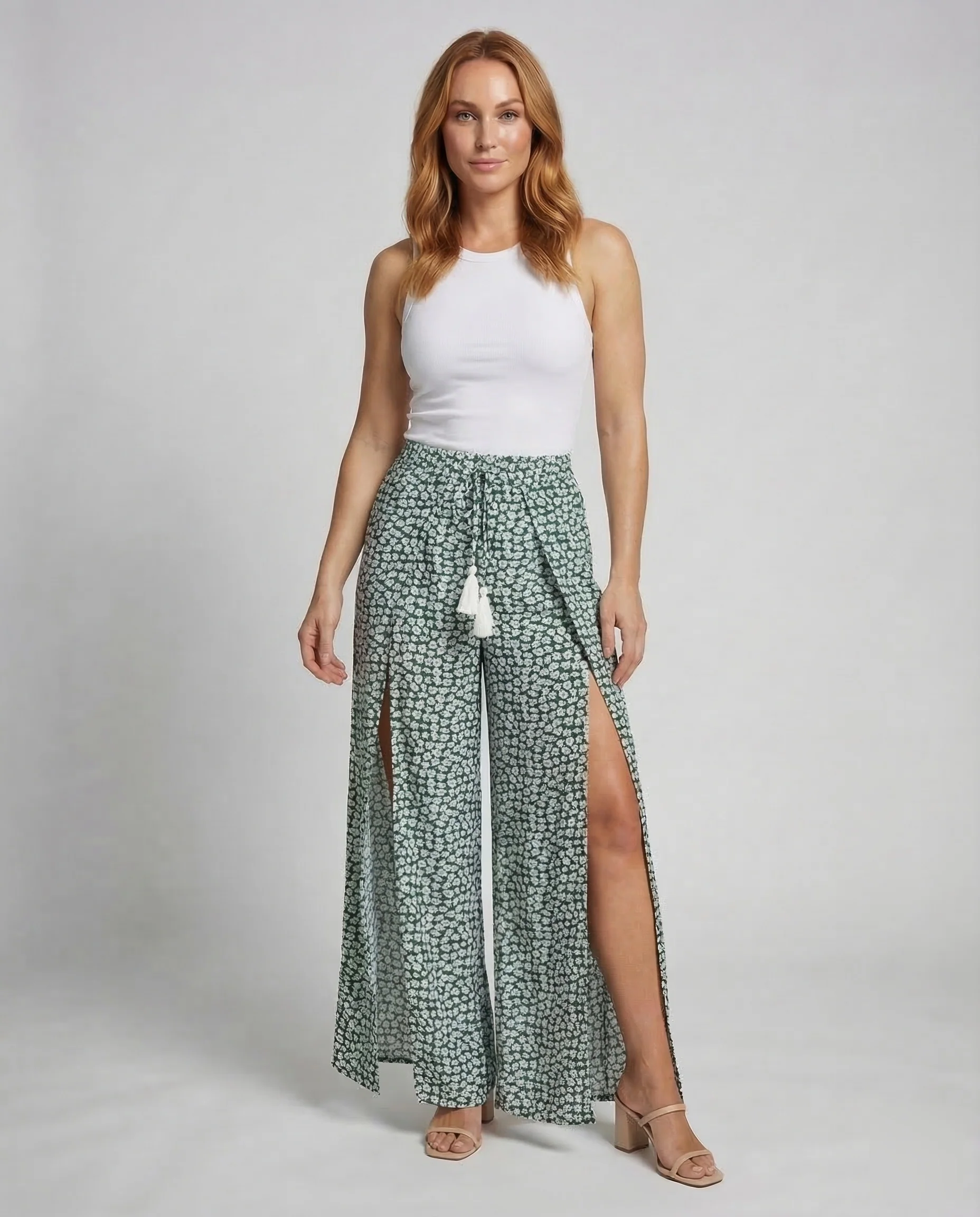 Damen Palazzo Hose Schlitz - Image 2