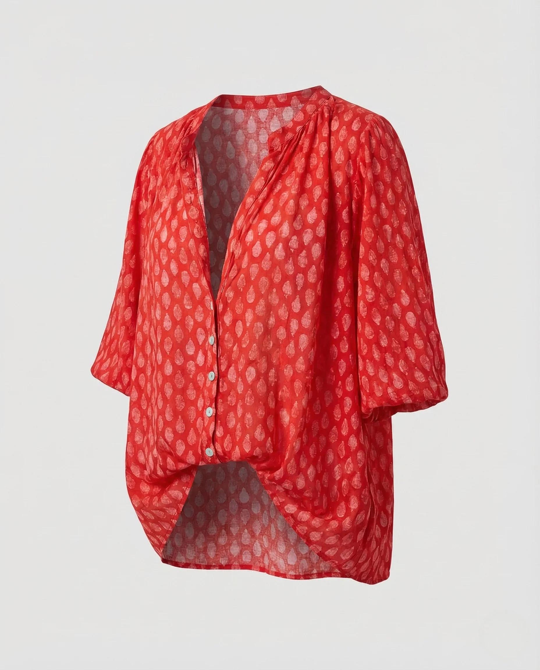 Damen Viskose Bluse Boho Dreiviertelärmel - Image 4