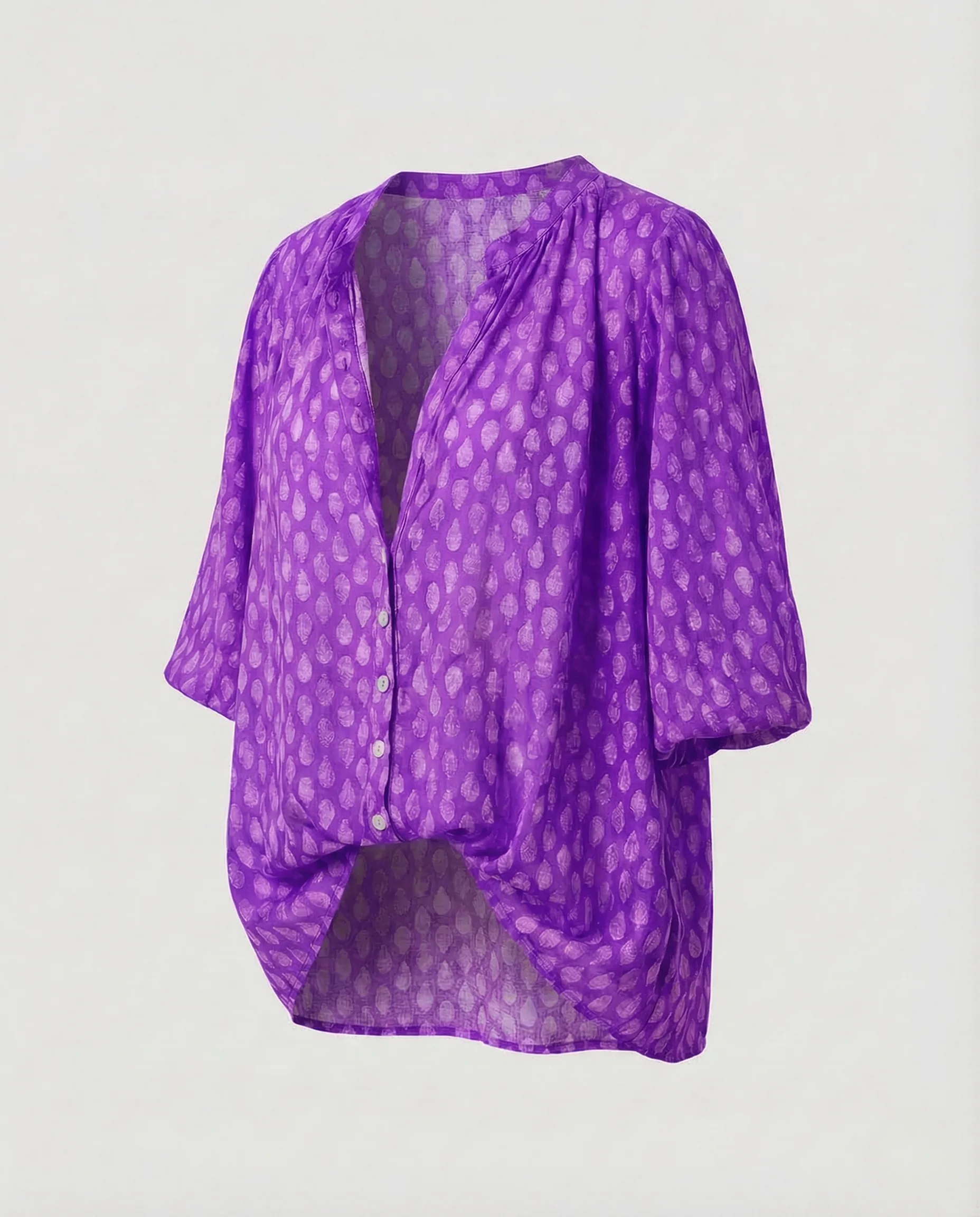 Damen Viskose Bluse Boho Dreiviertelärmel - Image 9