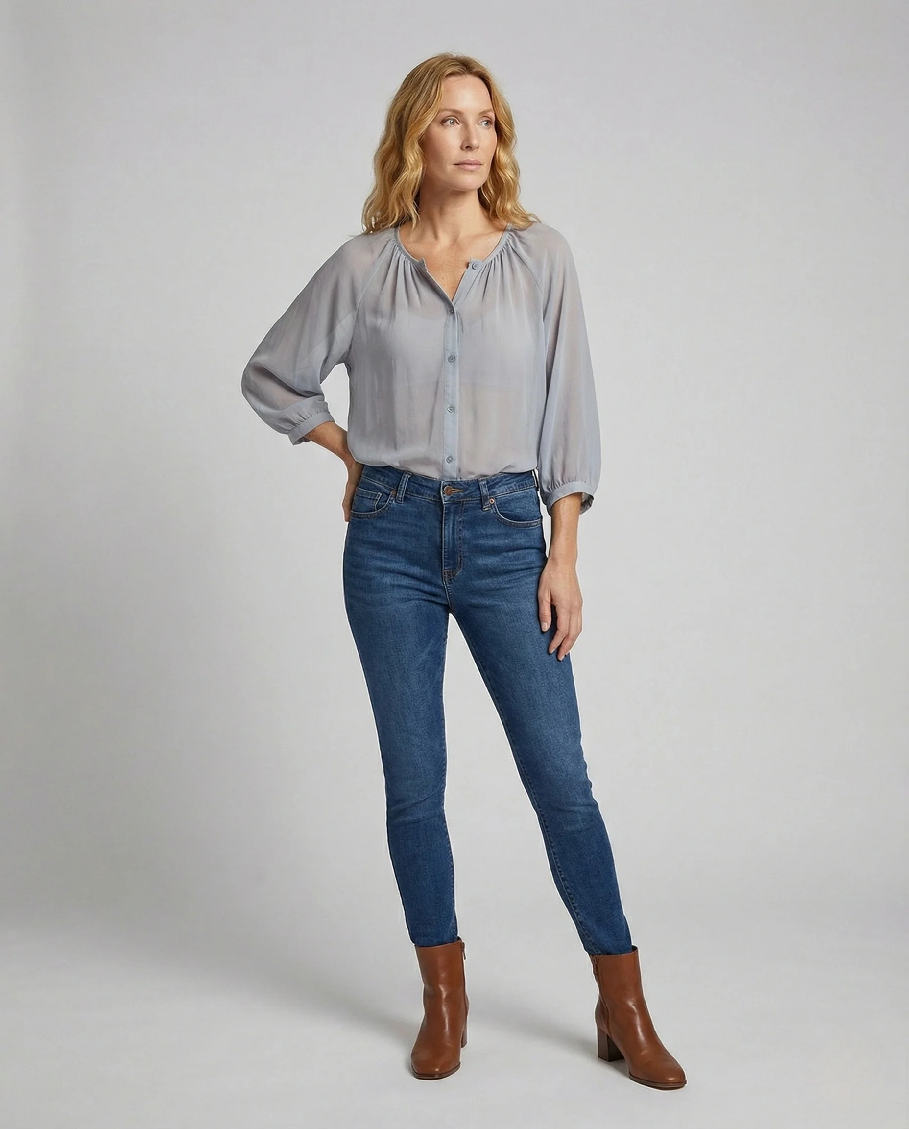 Damen Voile Bluse mit Ballonärmeln - Image 2