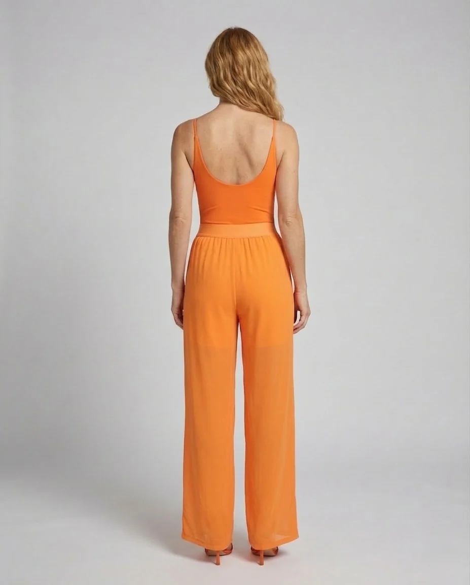 Damen Chiffon Hose Weit Elastikbund - Image 4