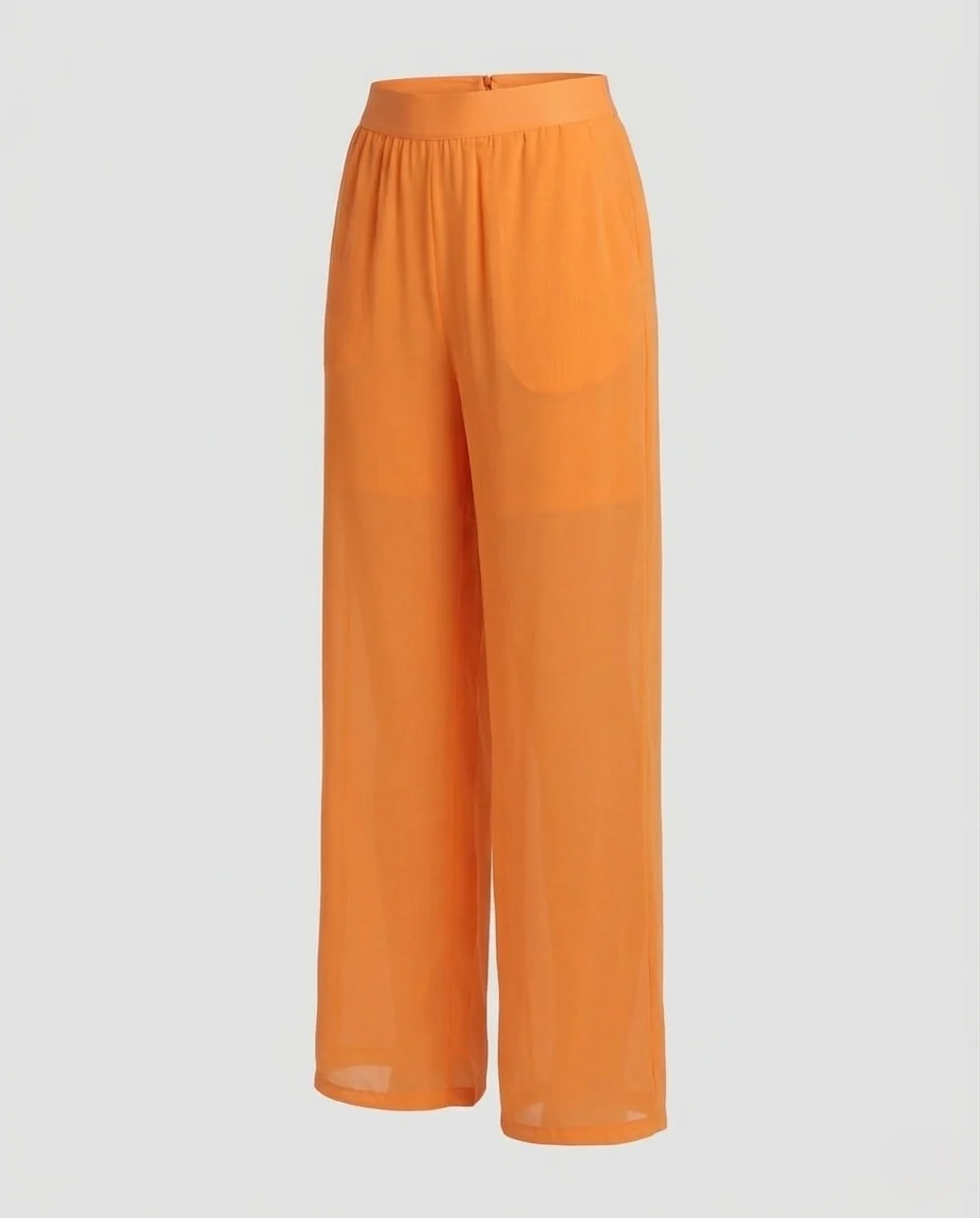 Damen Chiffon Hose Weit Elastikbund - Image 5