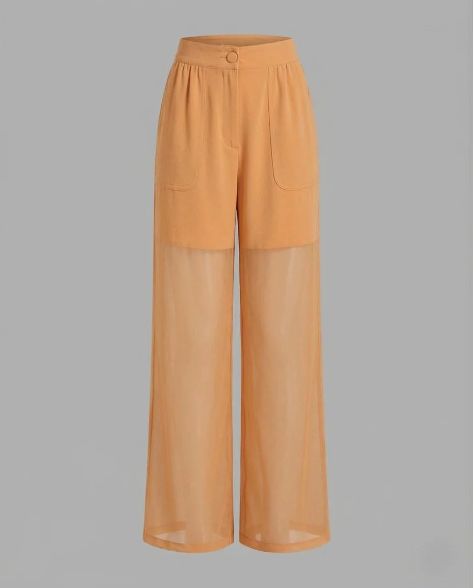 Damen Chiffon Hose Weit Elastikbund - Image 6