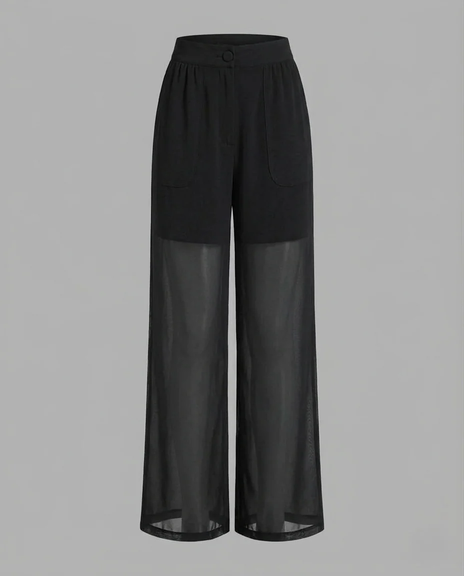 Damen Chiffon Hose Weit Elastikbund - Image 7