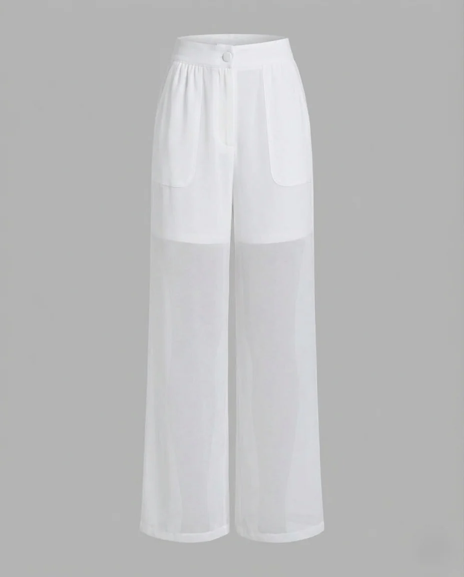 Damen Chiffon Hose Weit Elastikbund - Image 8
