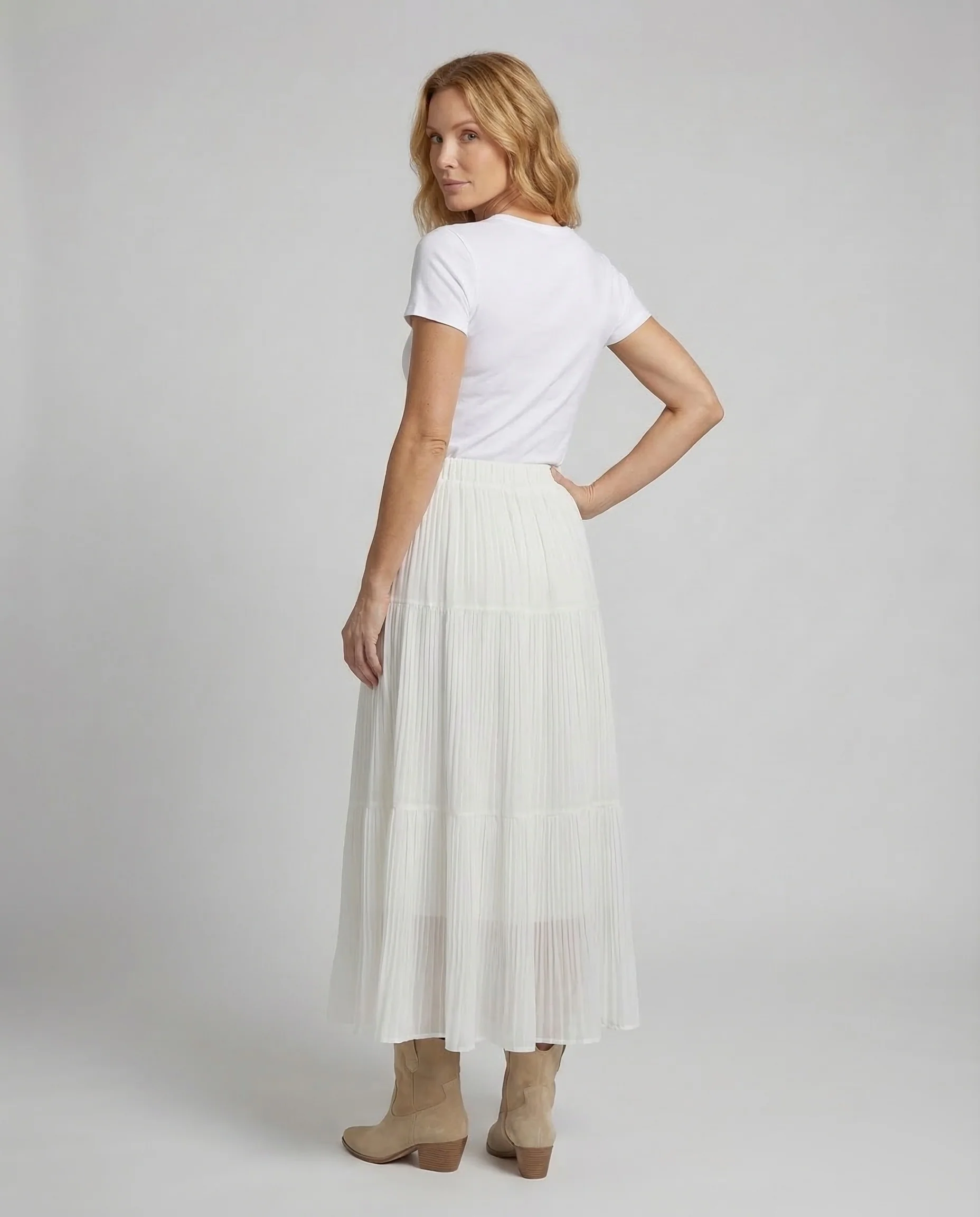 Damen Plisseerock Maxi Stufen - Image 4