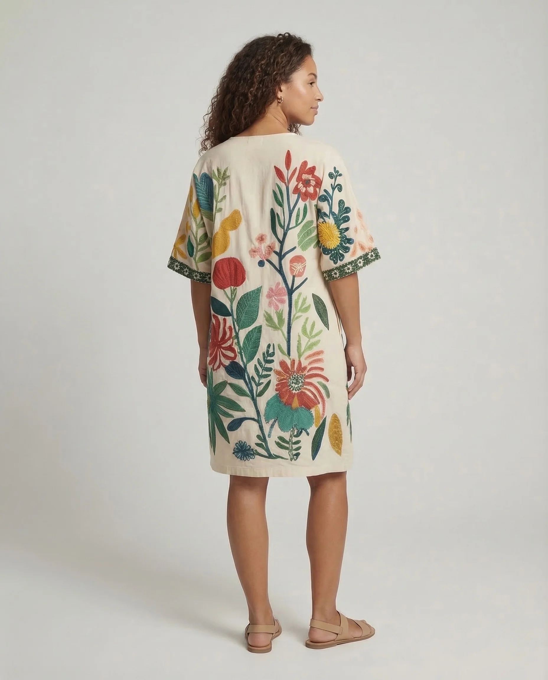 Damen Strand Kaftan Tunika V Ausschnitt - Image 4