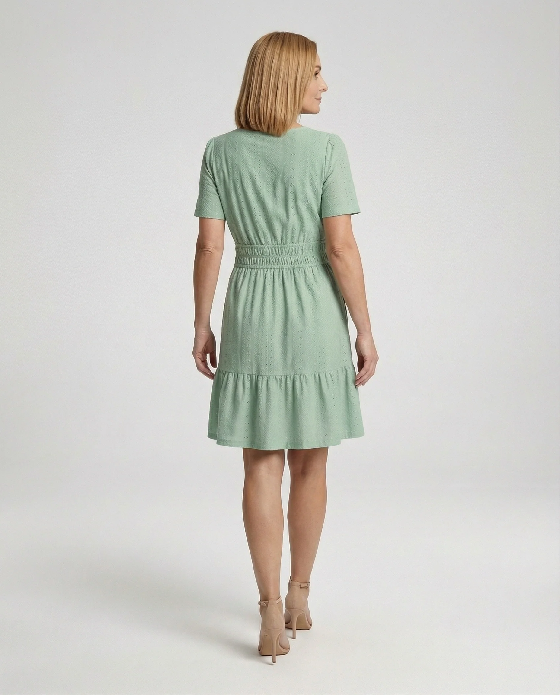 Damen Sommerkleid A-Linie mit Lochstickerei - Image 2