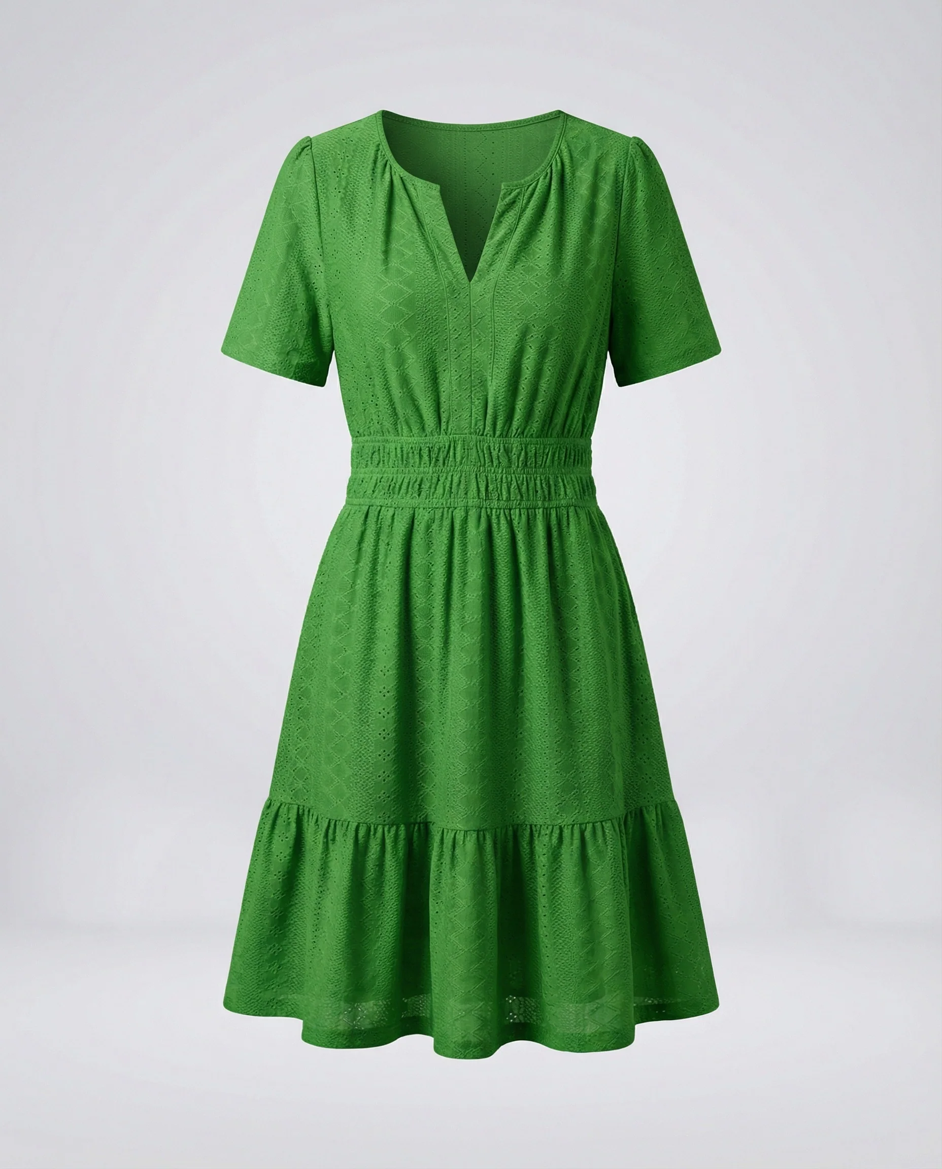 Damen Sommerkleid A-Linie mit Lochstickerei - Image 4
