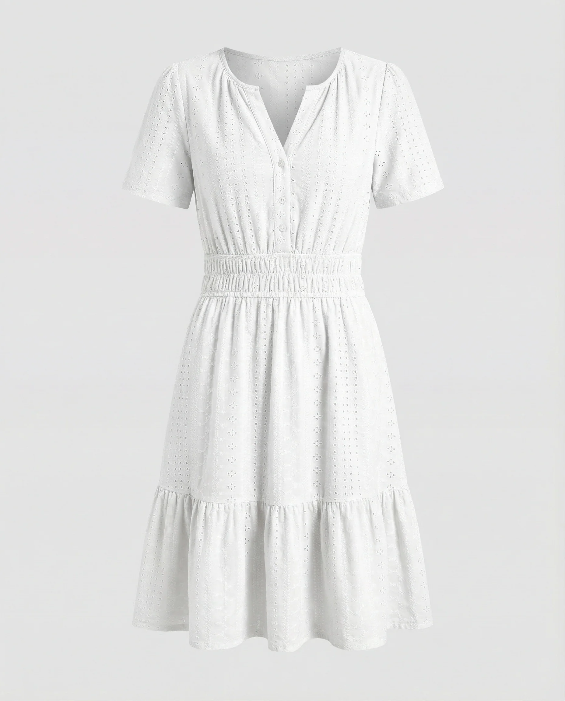 Damen Sommerkleid A-Linie mit Lochstickerei - Image 5