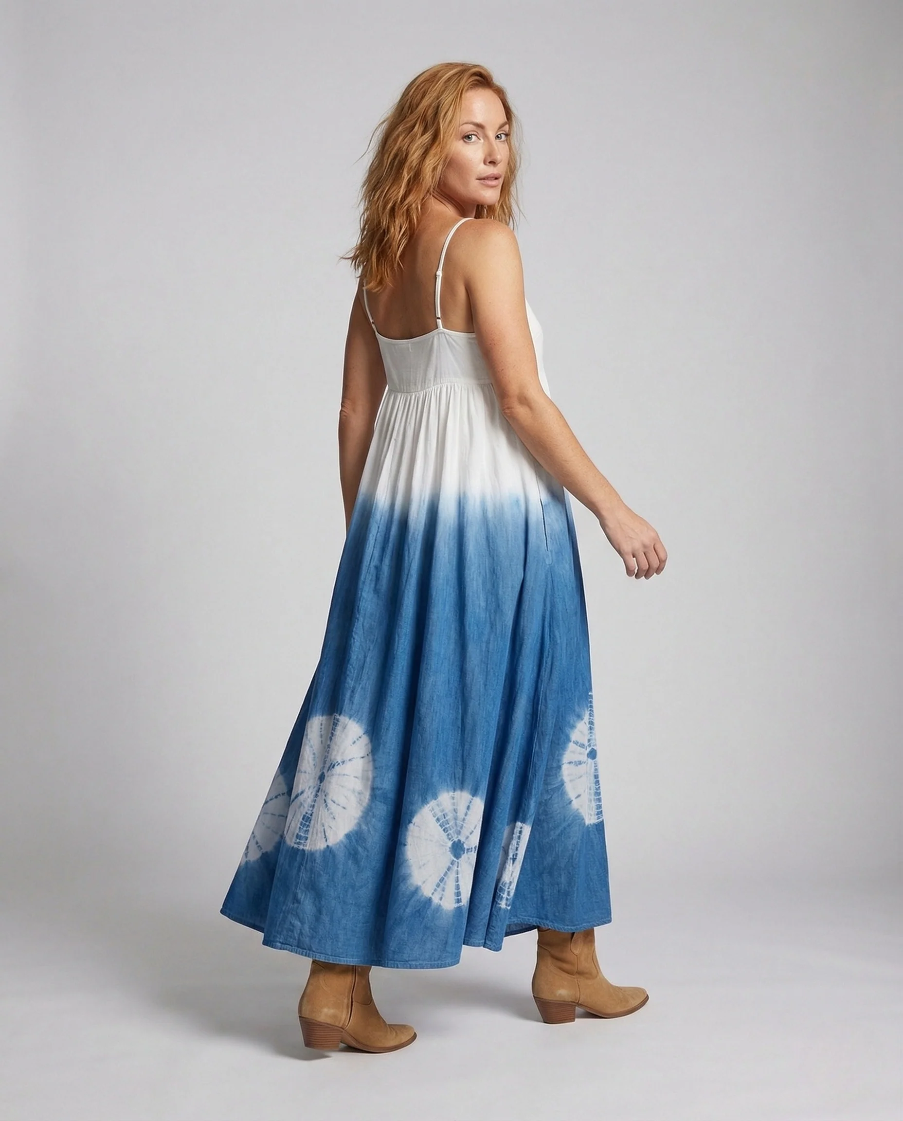 Damen Batik Maxikleid mit Empire Taille - Image 2
