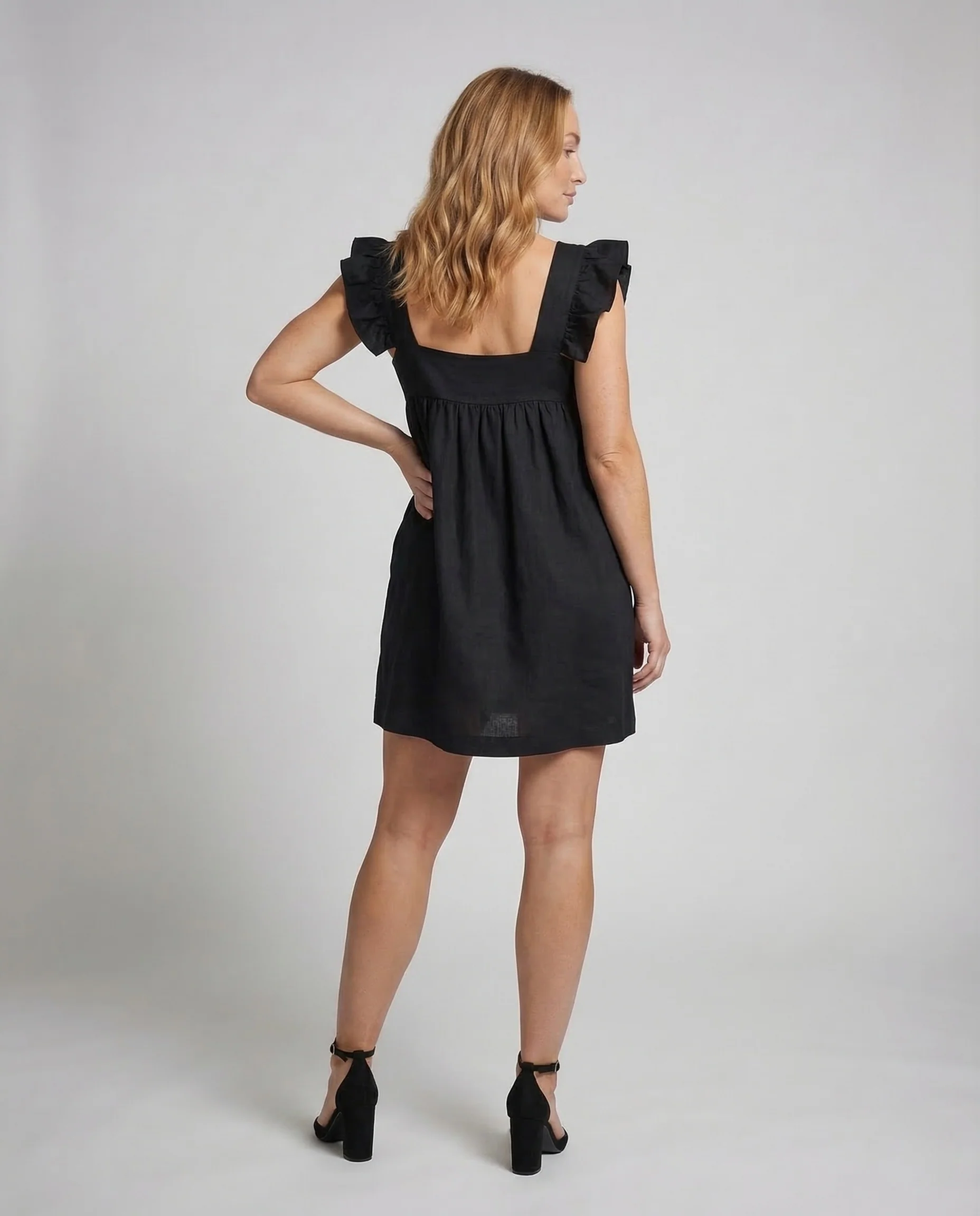 Damen Babydoll Kleid Volantärmel - Image 4