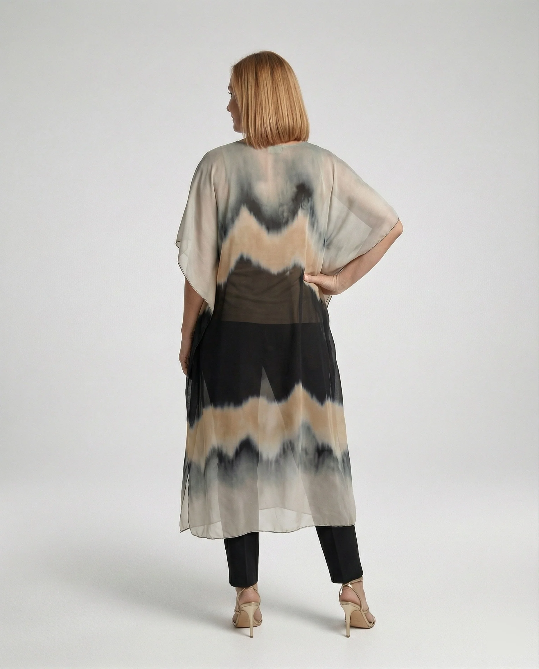 Damen Kaftan Kleid Chiffon V-Ausschnitt - Image 2