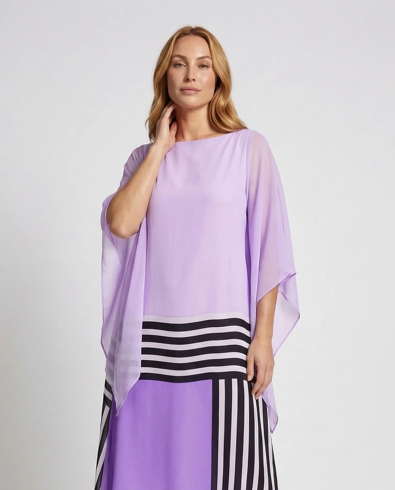 Damen Chiffon Maxikleid Fledermausärmel - Image 2