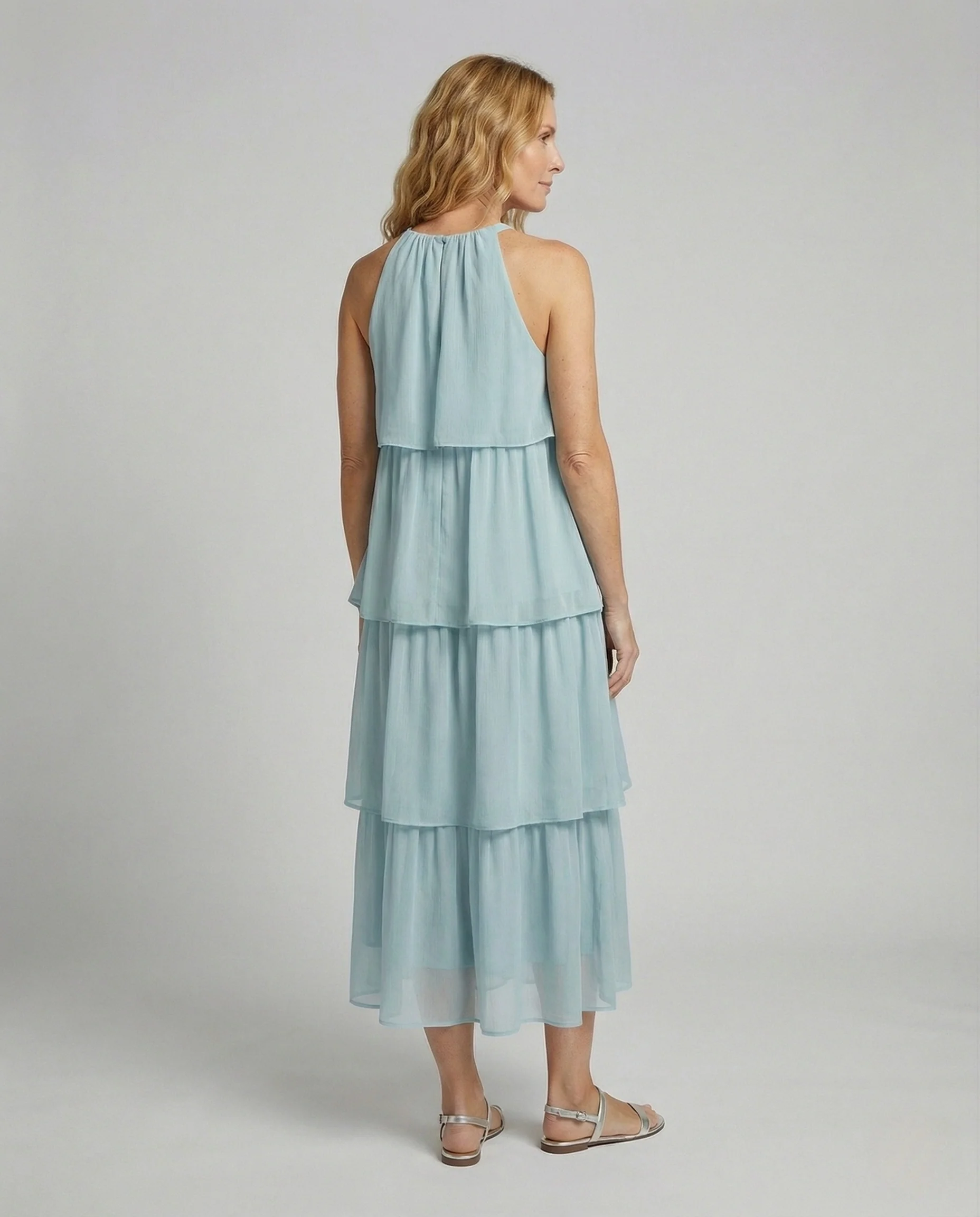 Damen Luftiges Chiffon Maxikleid mit Volants - Image 4