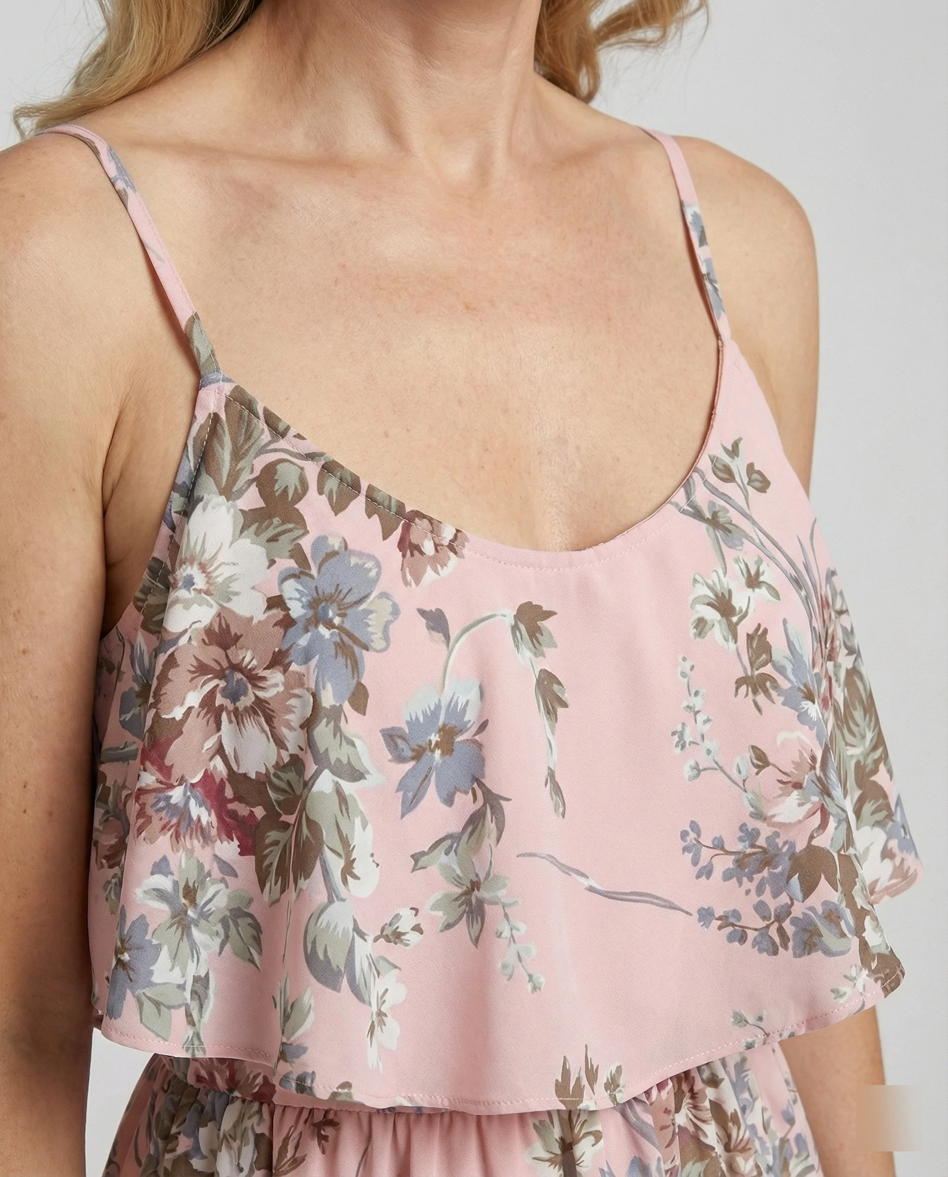 Damen Chiffon Sommerkleid mit Volants - Image 4
