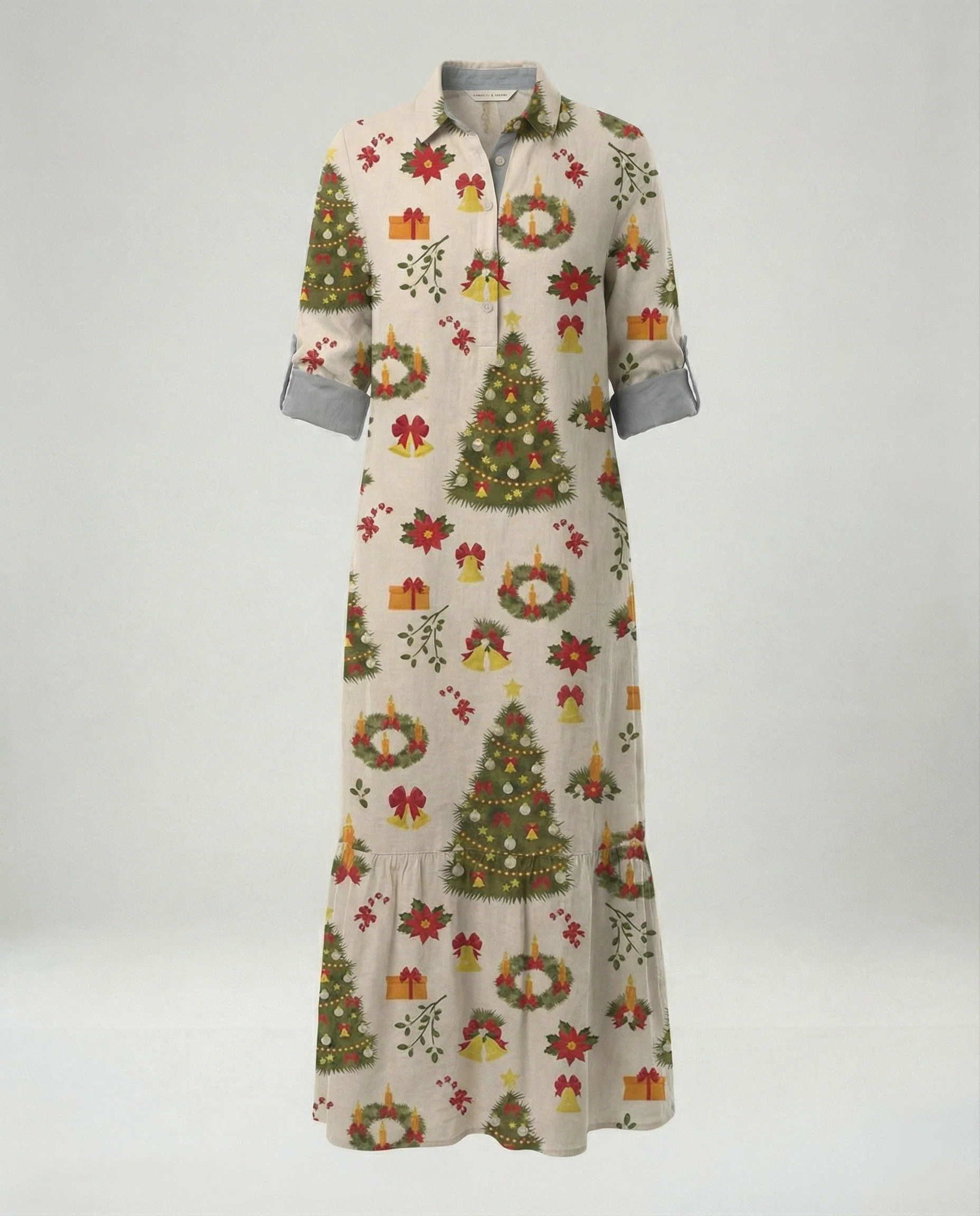 Damen Hemdblusenkleid mit Volant - Image 13