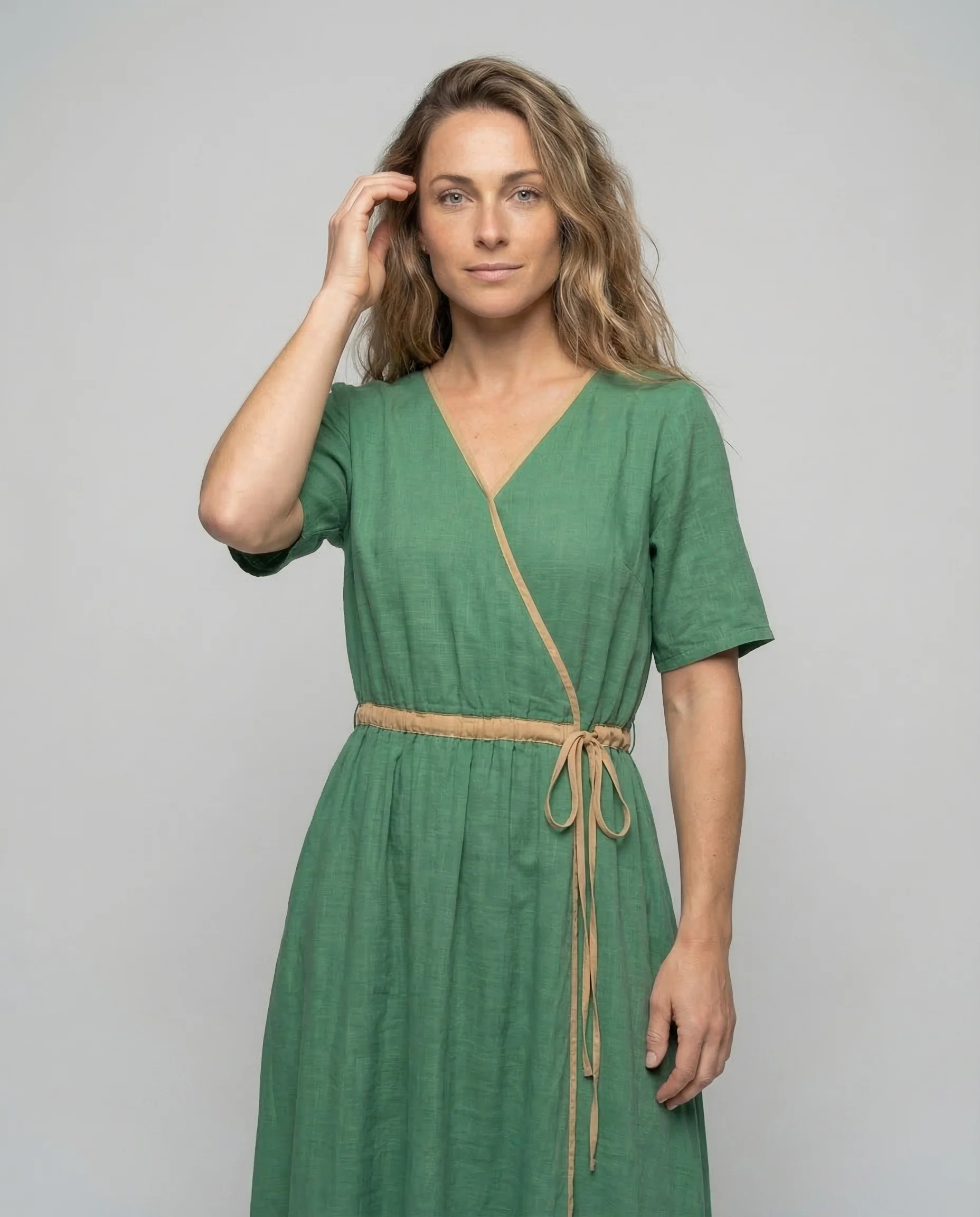 Damen Leinen Maxikleid A Linie - Image 2