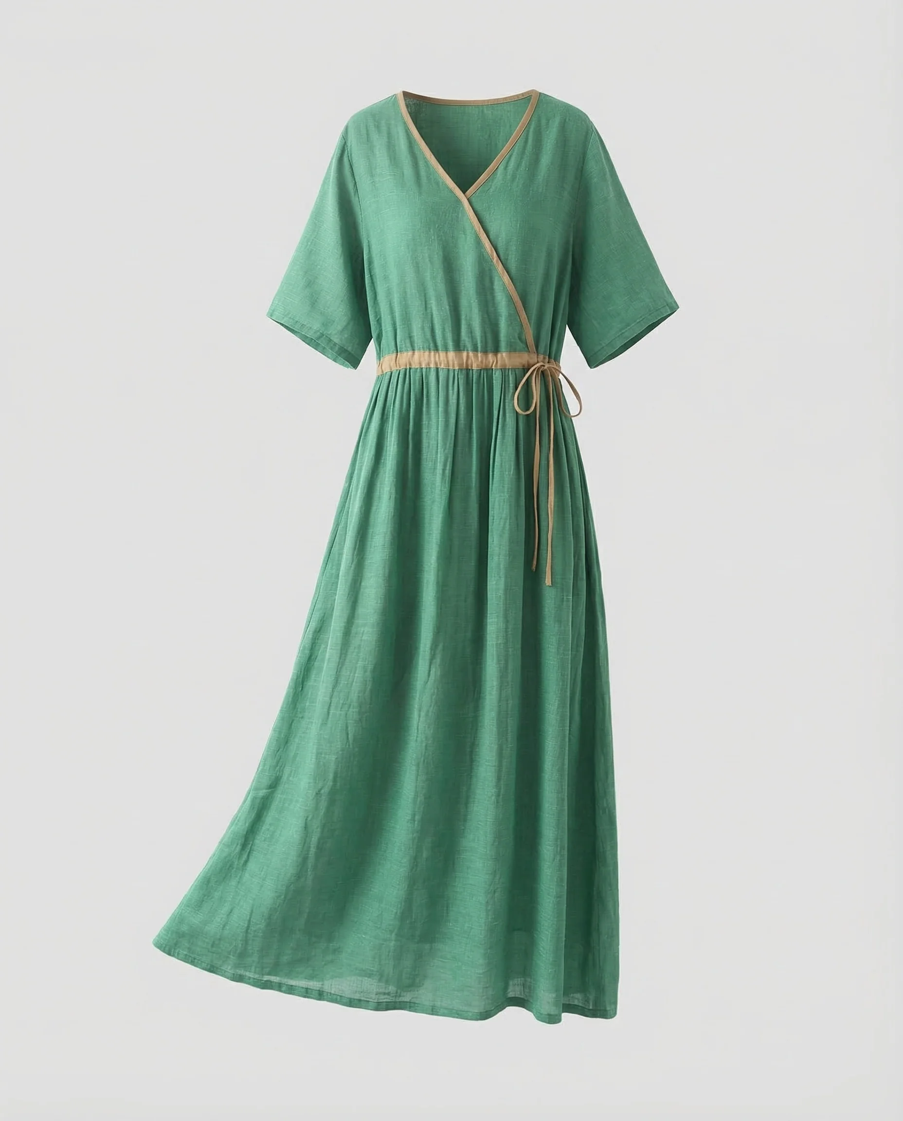Damen Leinen Maxikleid A Linie - Image 5