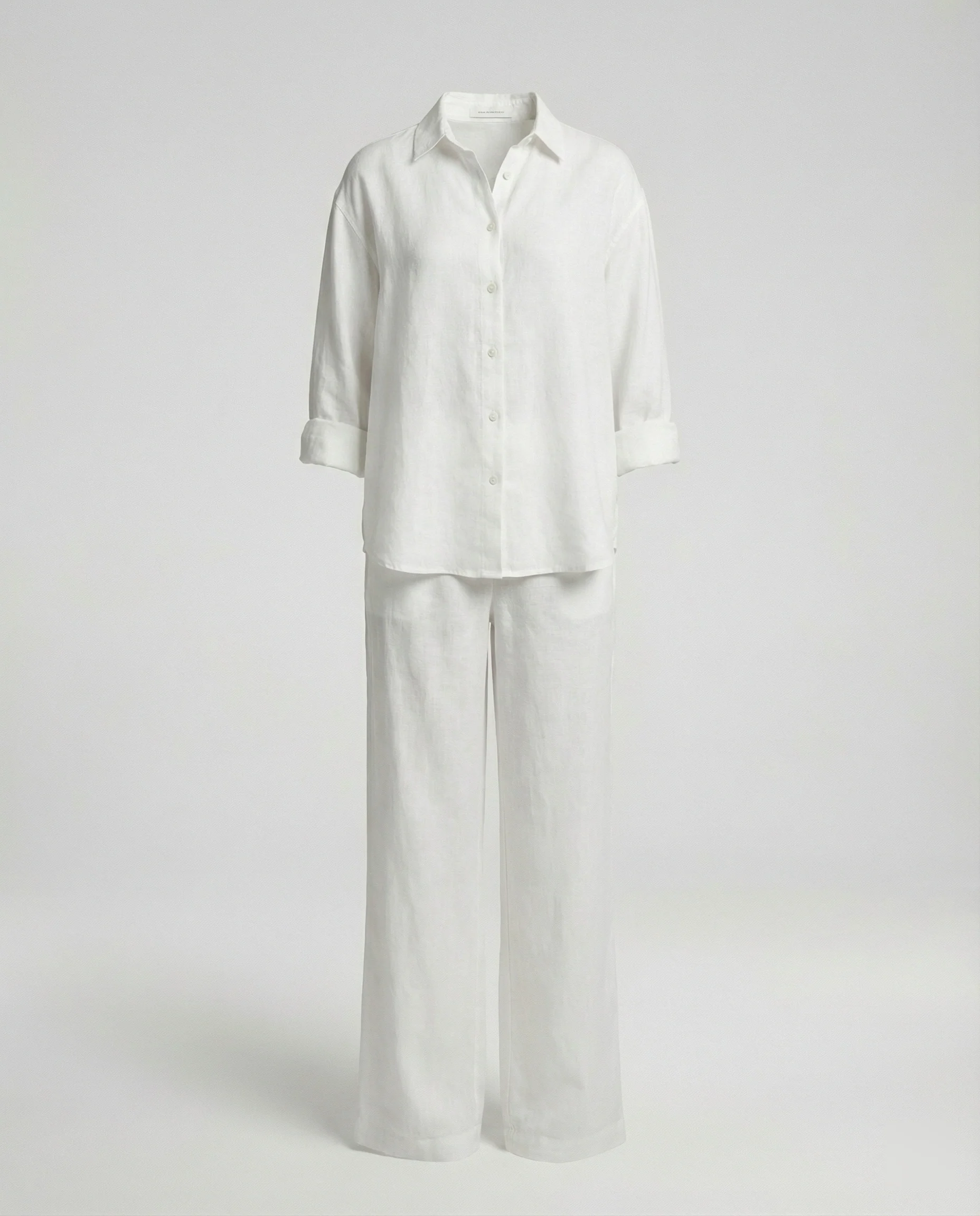 Damen luftiges Leinen-Freizeit-Set mit weit geschnittenem Hemd und weiter Marlenehose Heidi Mode - Image 4
