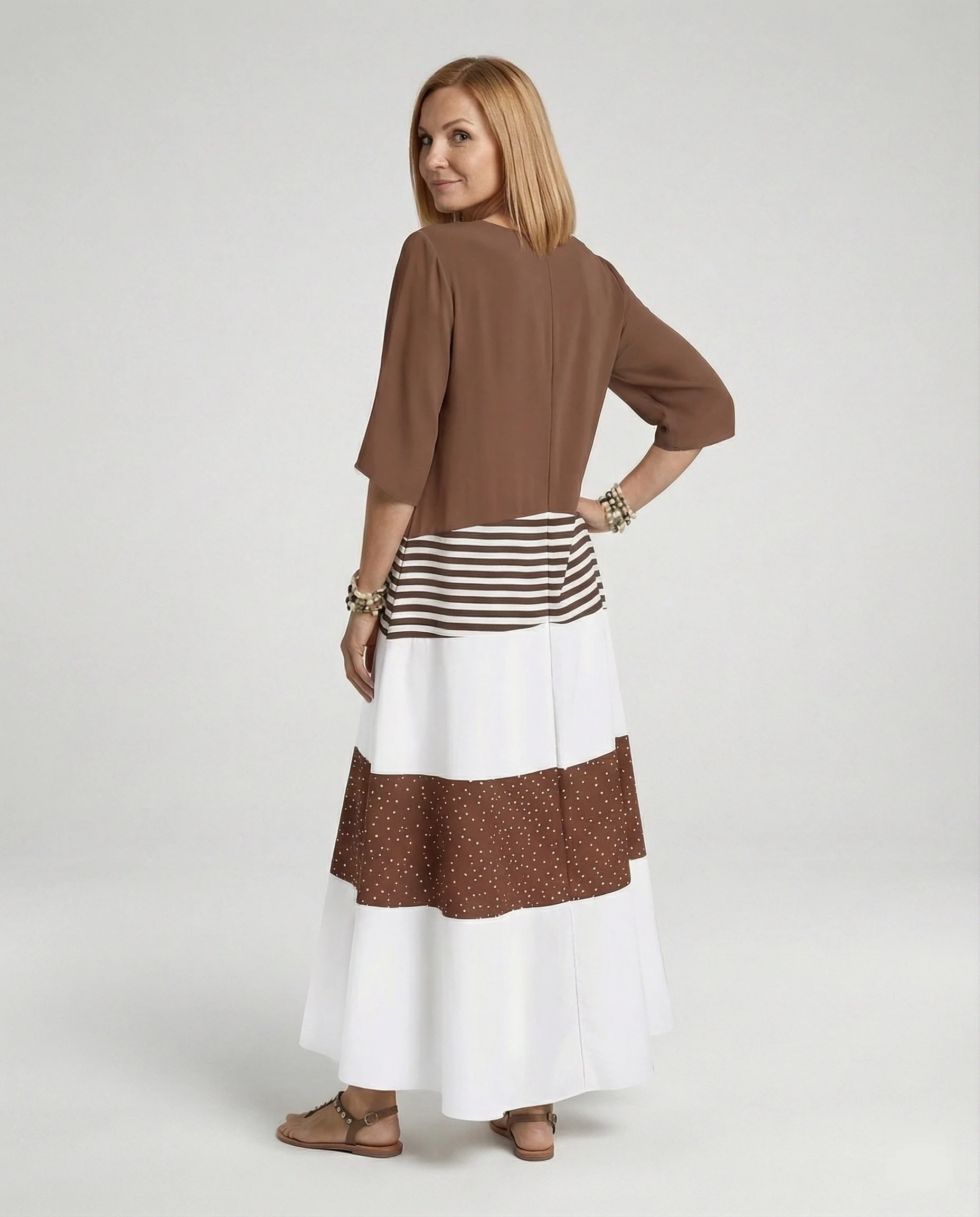 Damen Maxikleid mit Knopfleiste Stufen - Image 2