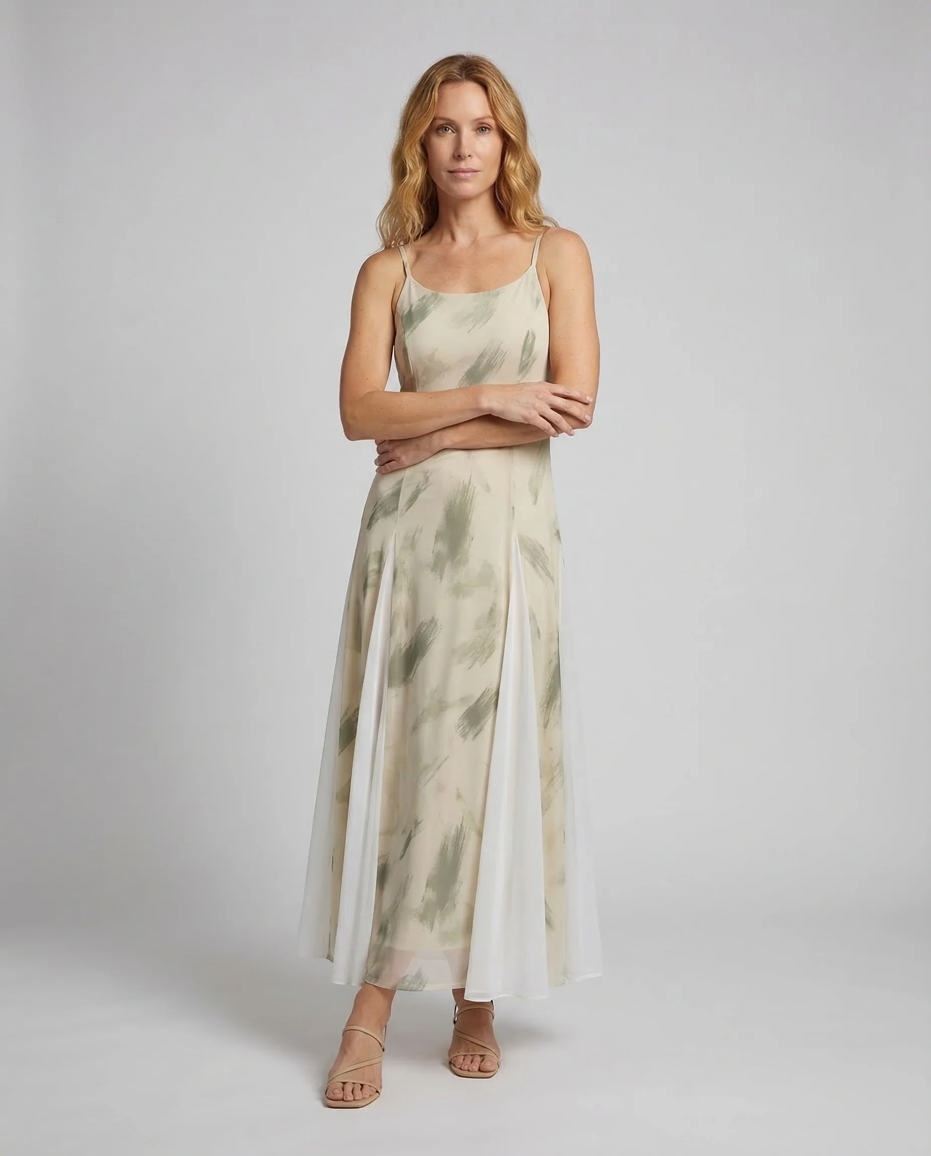 Damen Maxikleid Leinen A Linie