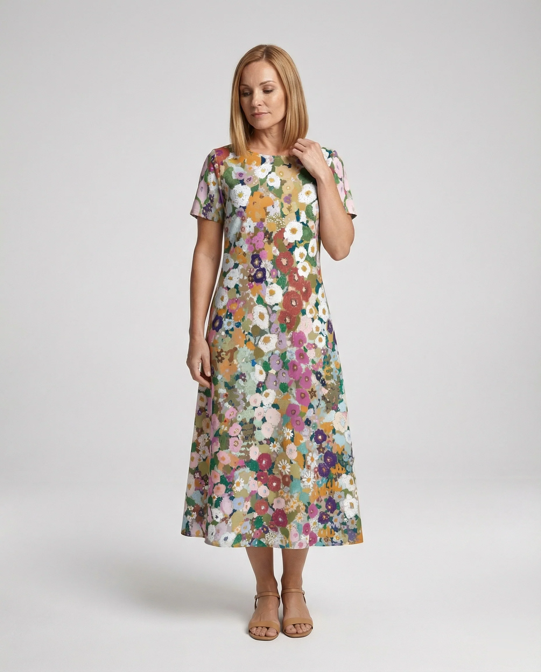 Damen Maxikleid floral asymmetrisch - Image 3