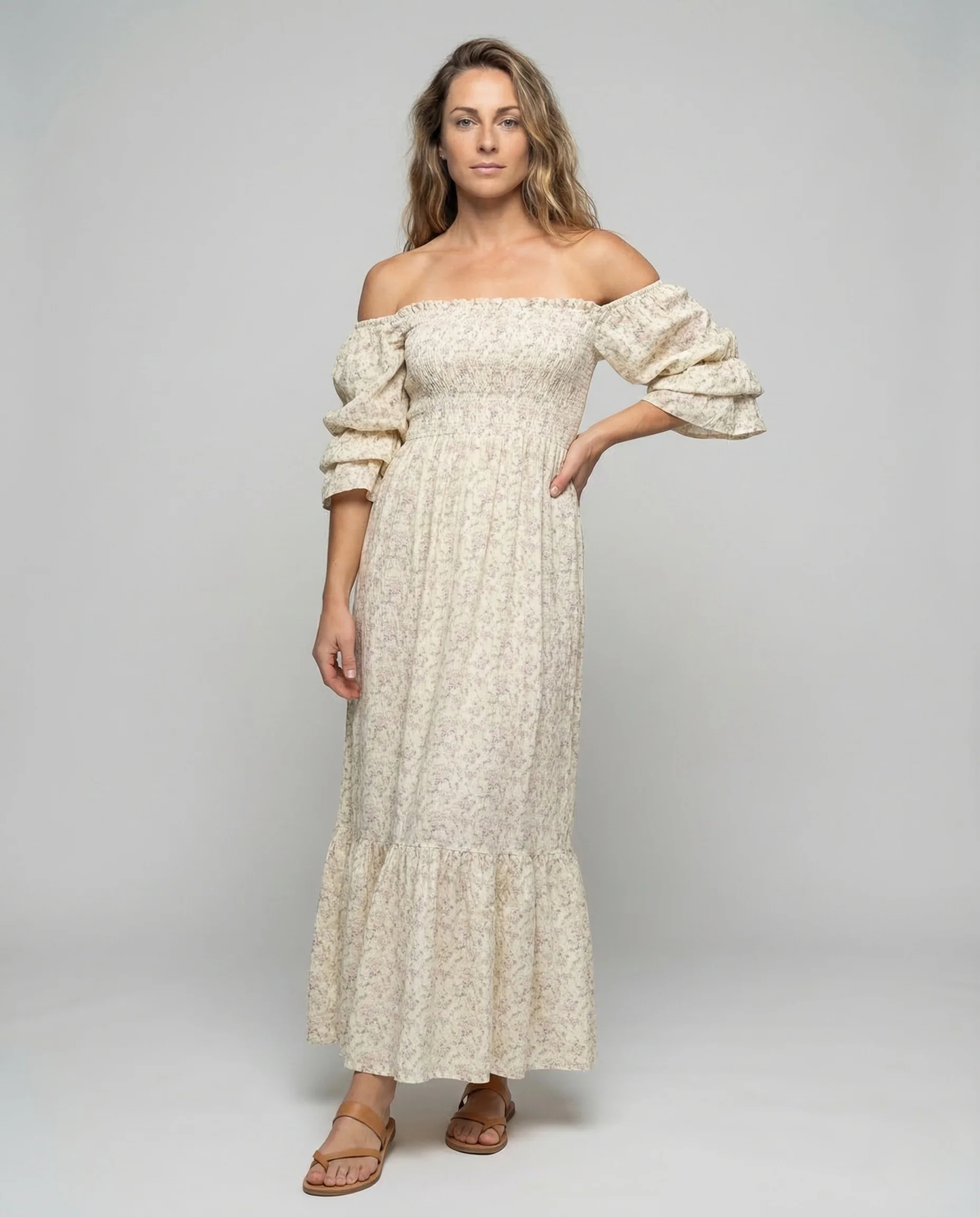 Damen Maxikleid Carmen Volant