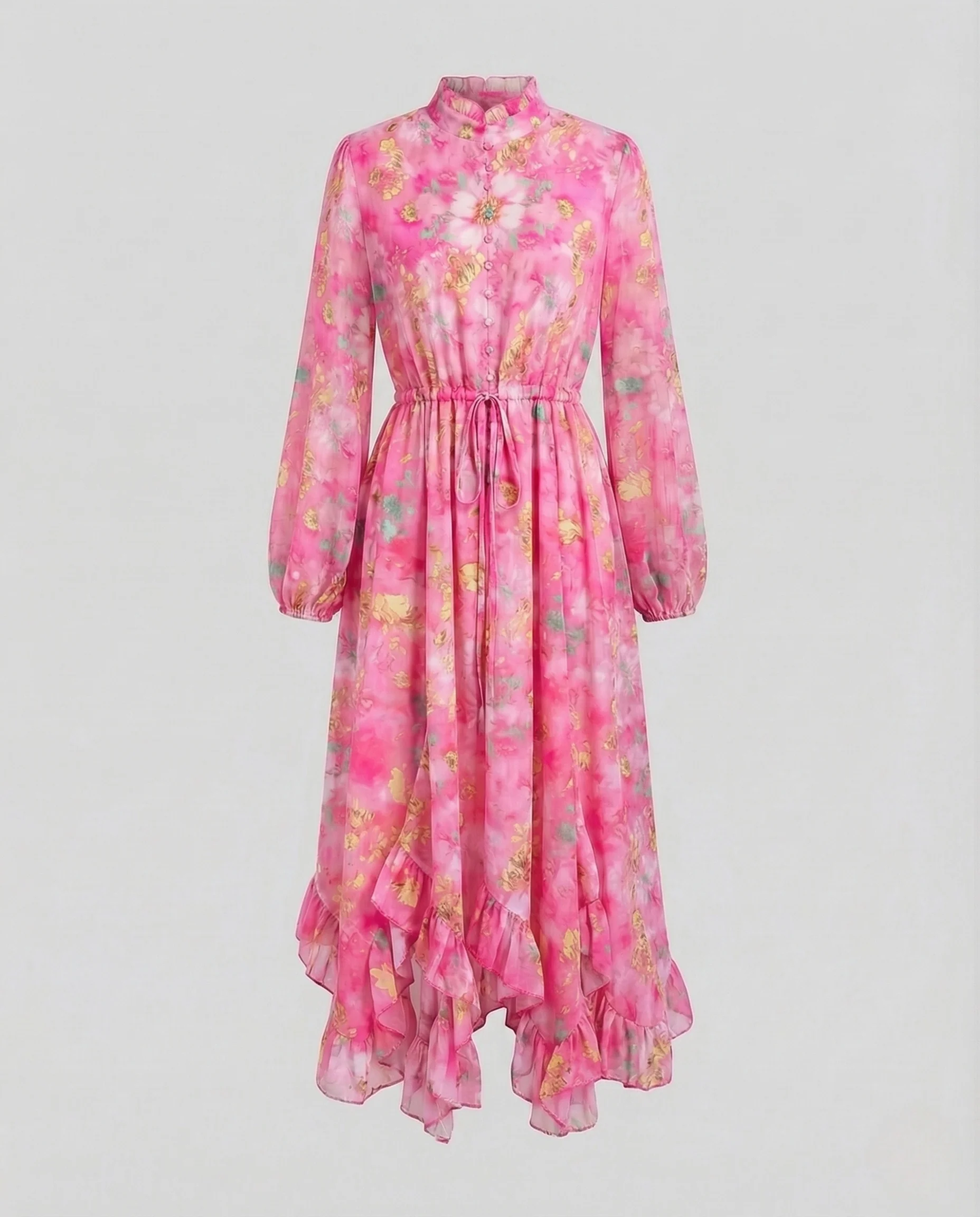 Damen Maxikleid mit Stehkragen und Gürtel - Image 10