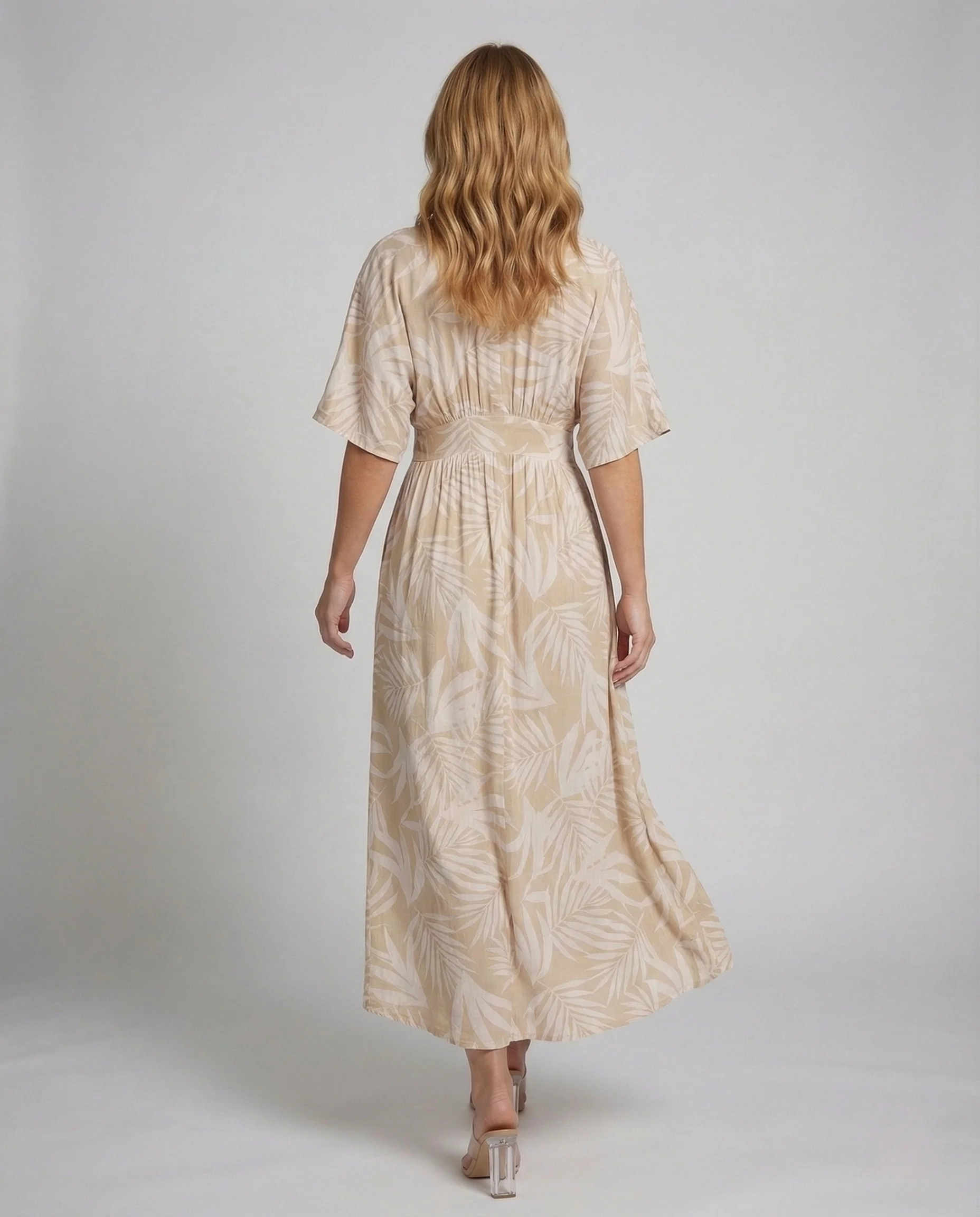 Damen Maxikleid Empire Taille Schlitz - Image 4